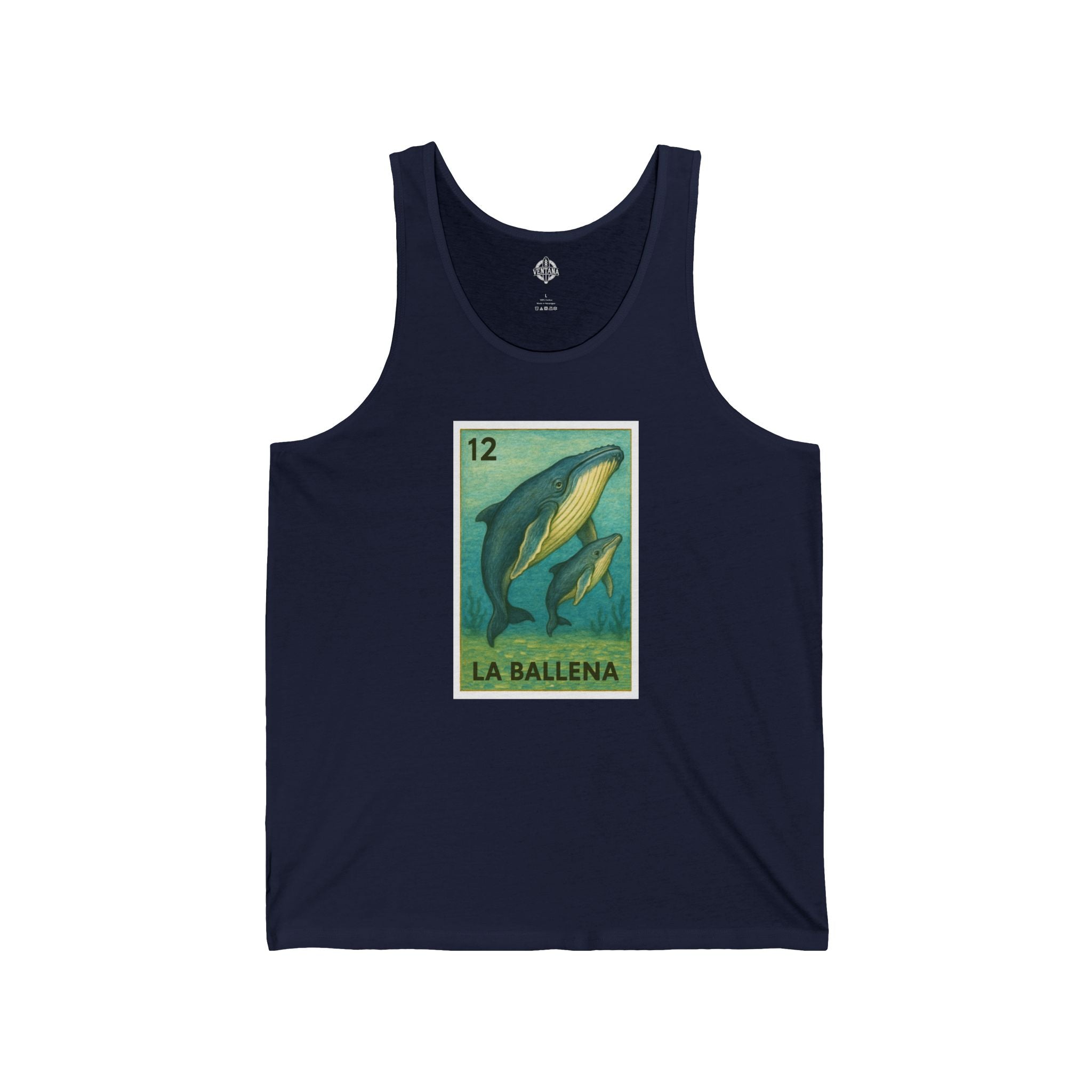 Whale Lotería - Cotton Jersey Tank Top Unisex (La Ballena)