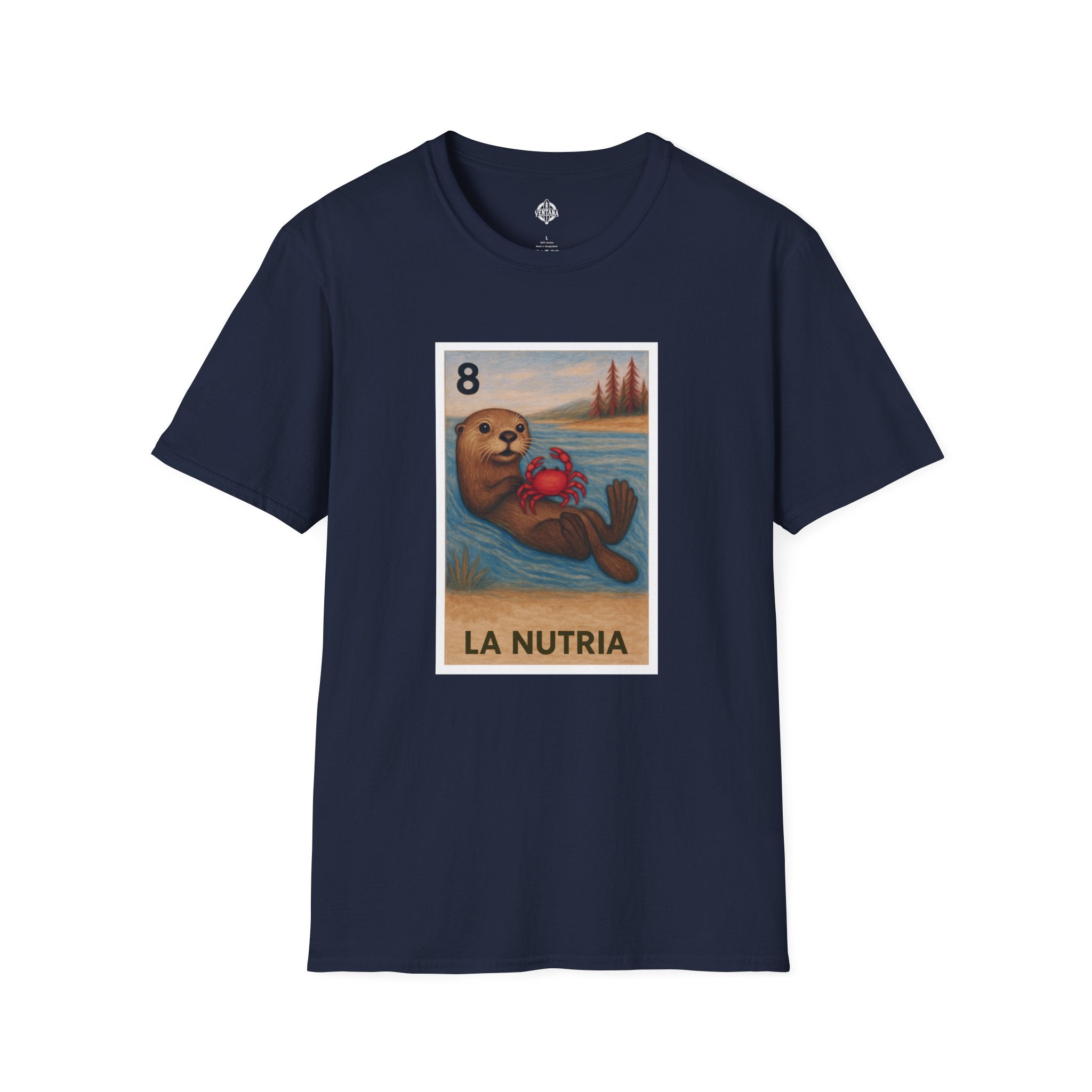 Sea Otter Lotería Unisex - Soft Style U.S. Cotton T-Shirt (La Nutria)