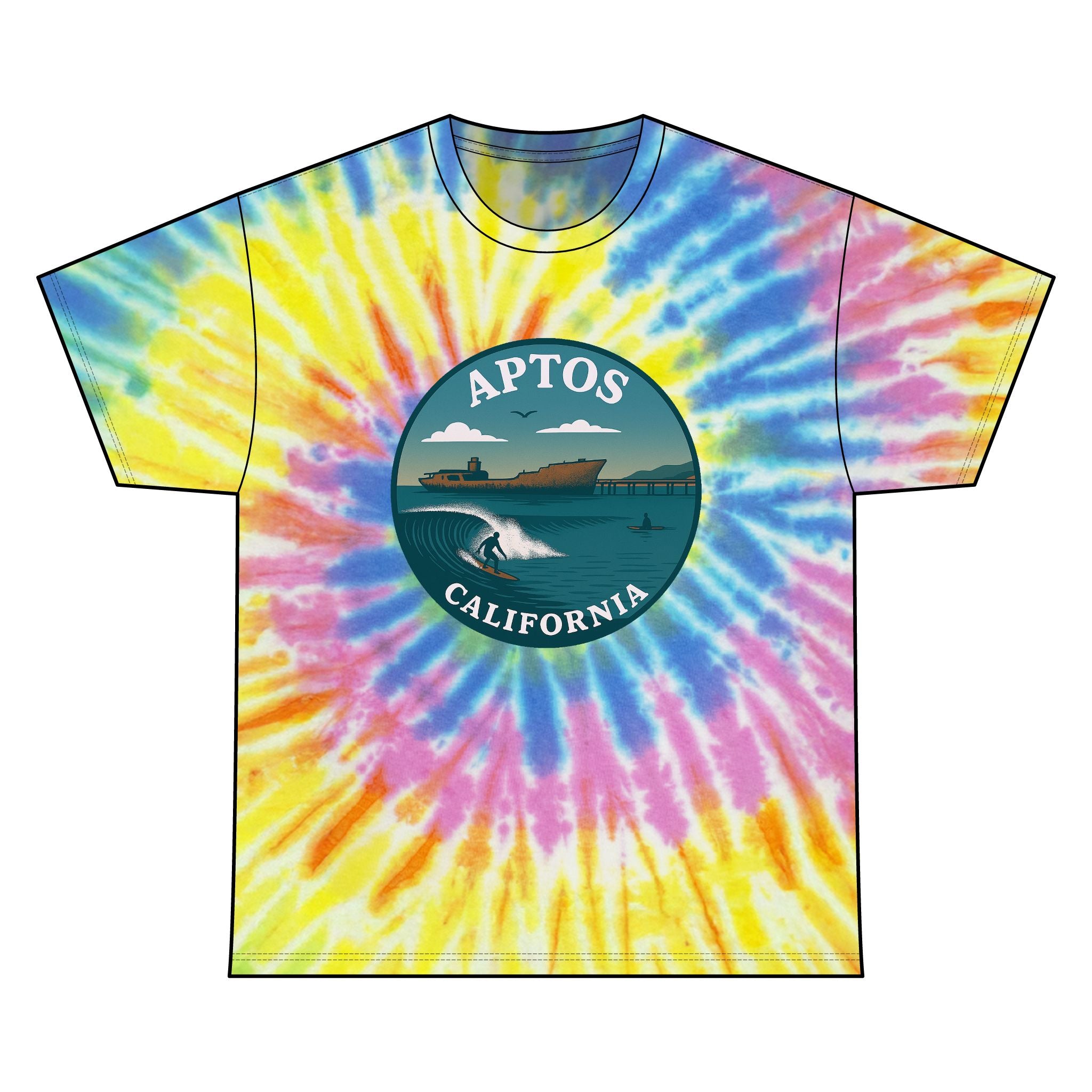 Aptos California Classic Unisex Tie Dye - 100% Cotton T-Shirt