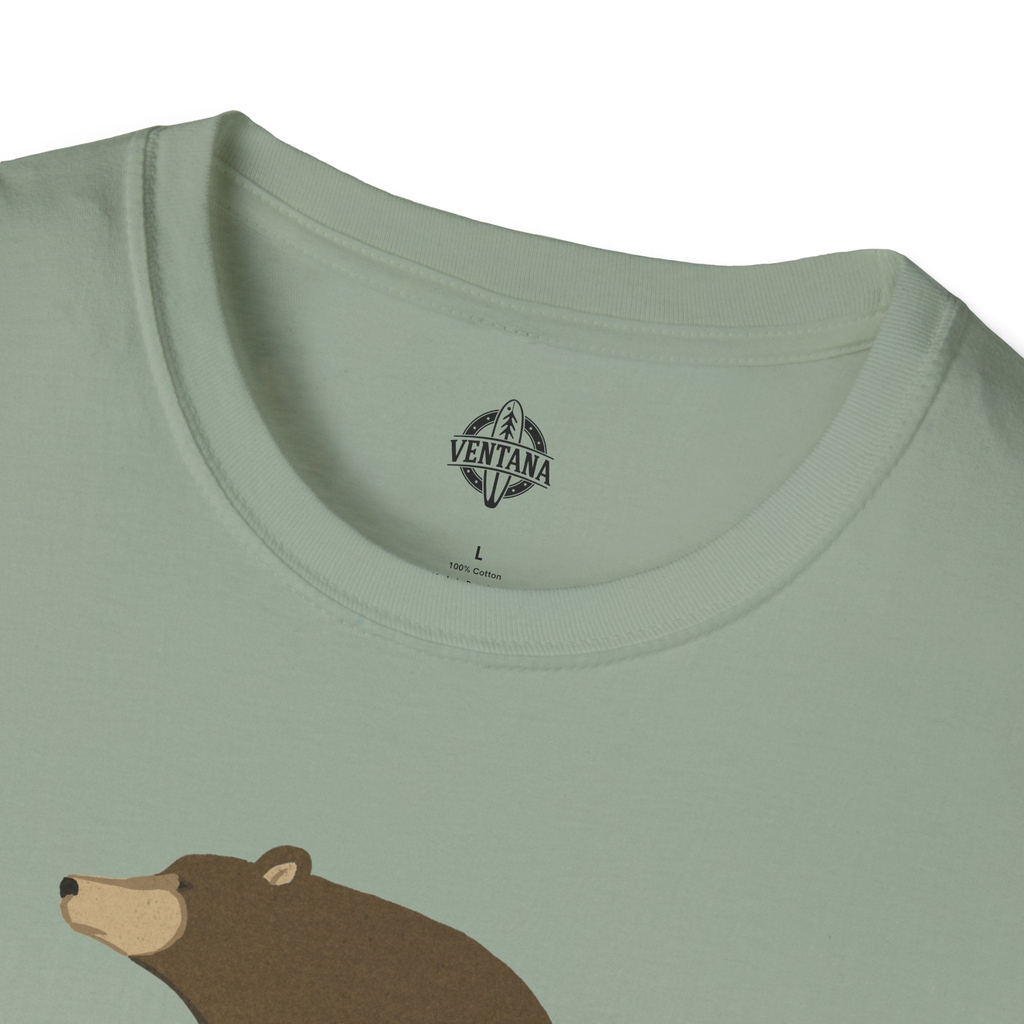 Surfing Grizzly Bear by Fabian Lavater Unisex - Soft Style U.S. Cotton T-Shirt