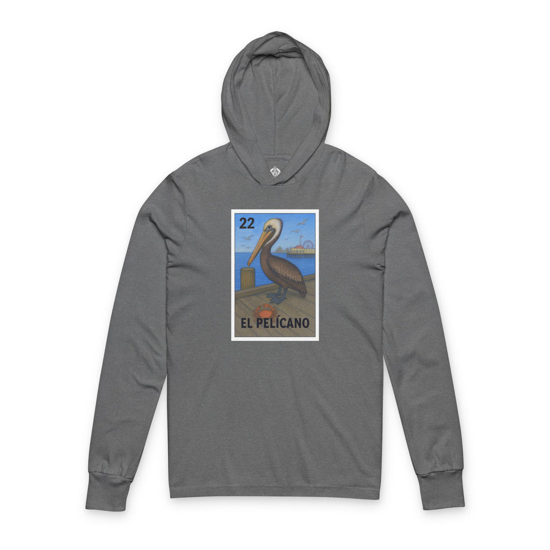 Pelican Lotería Unisex - Cotton Hooded Long Sleeve Hooded T-Shirt (El Pelícano)