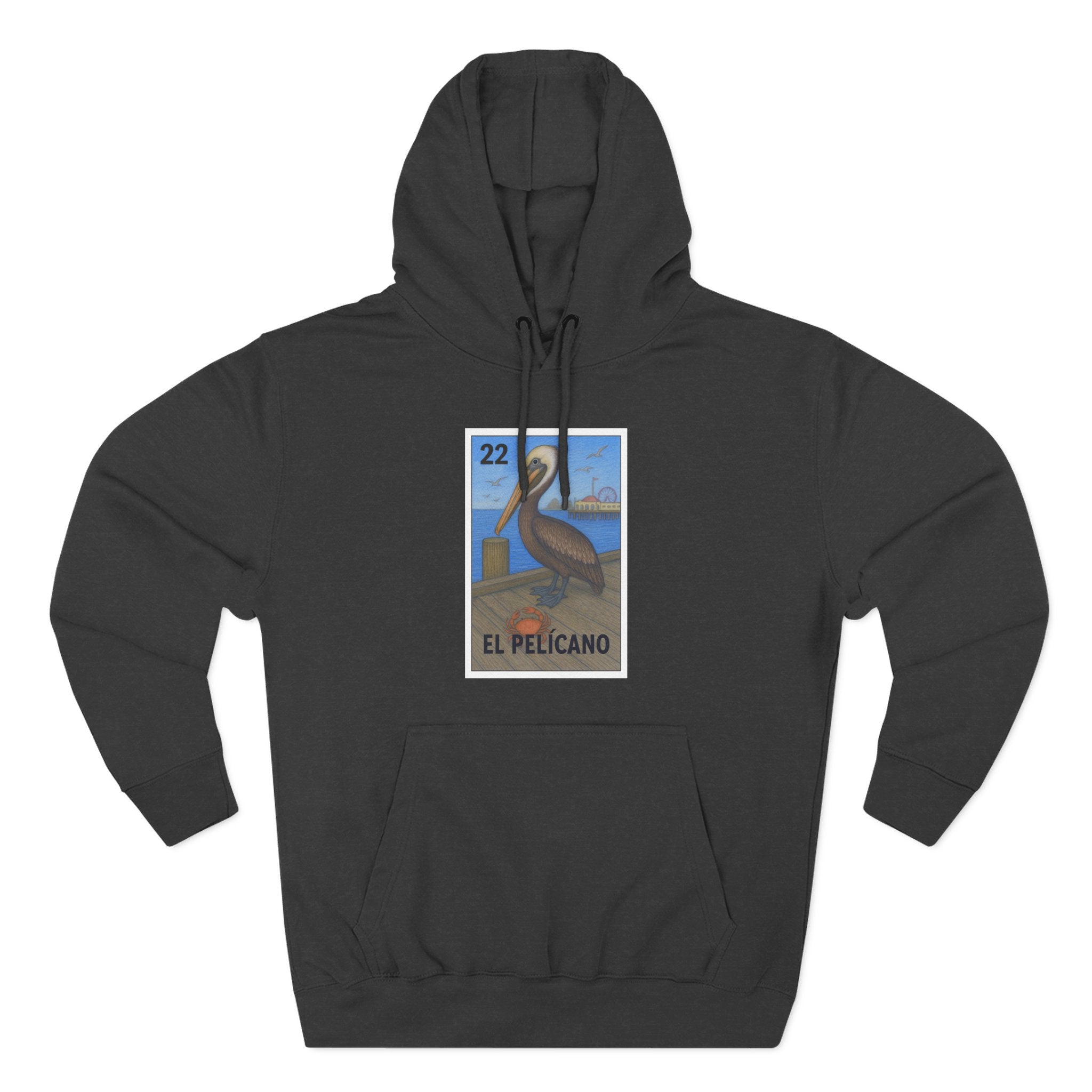 Pelican Lotería Unisex - Pull-Over Cotton Blend Fleece Hoodie (El Pelícano)