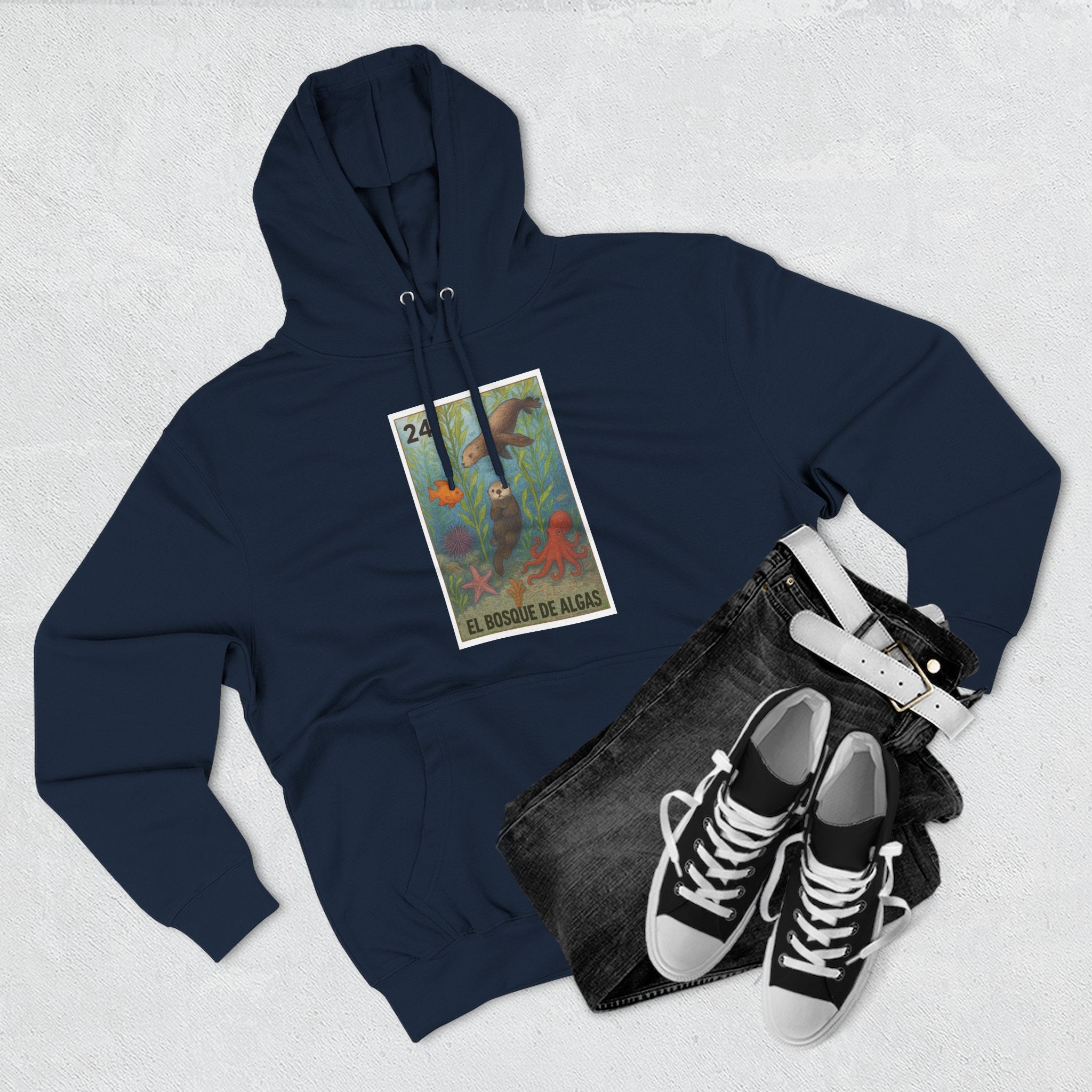 Kelp Forest Lotería Unisex - Pull-Over Cotton Blend Fleece Hoodie (El Bosque de Algas)