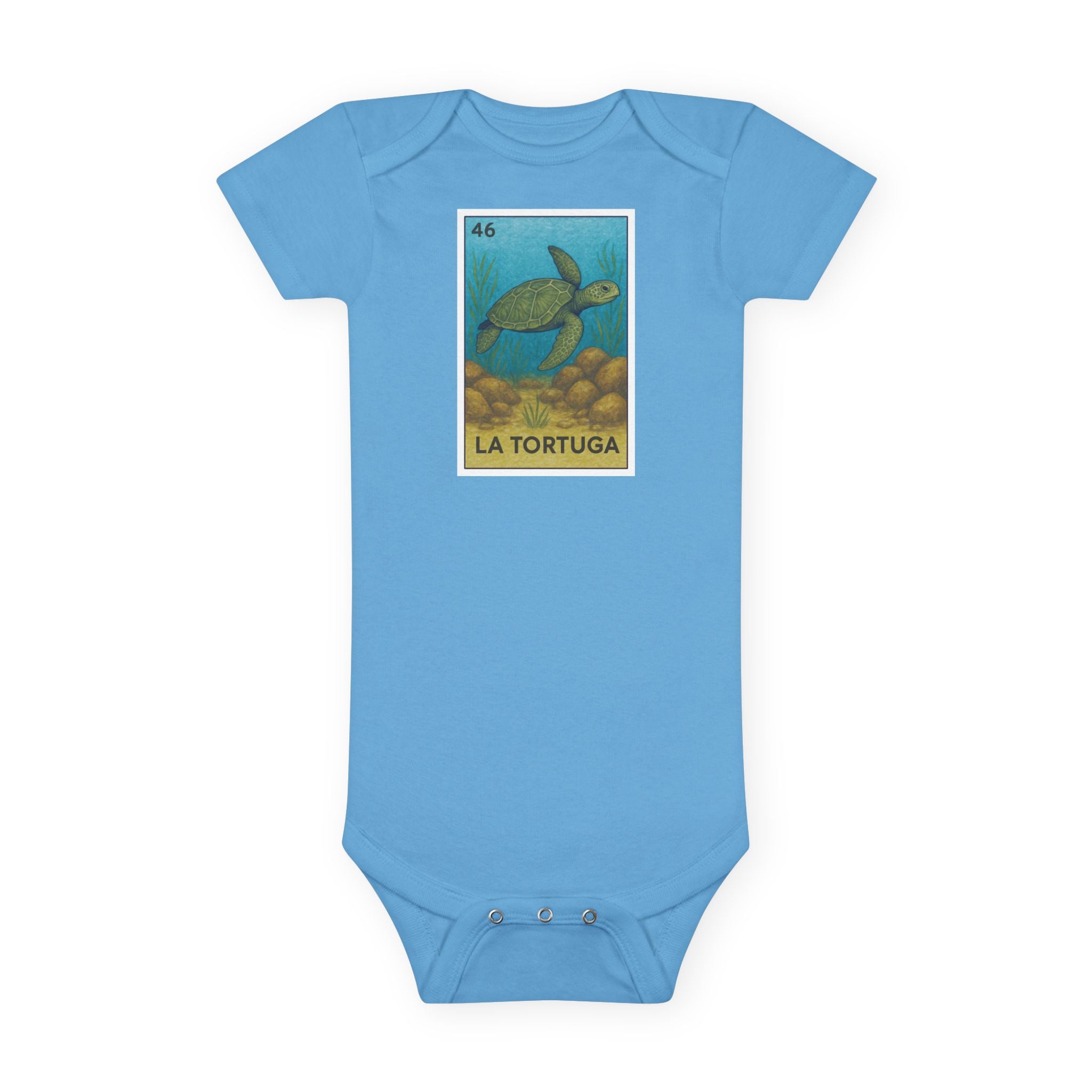 Turtle Lotería - Baby Short Sleeve 100% Cotton Onesie (La Tortuga)