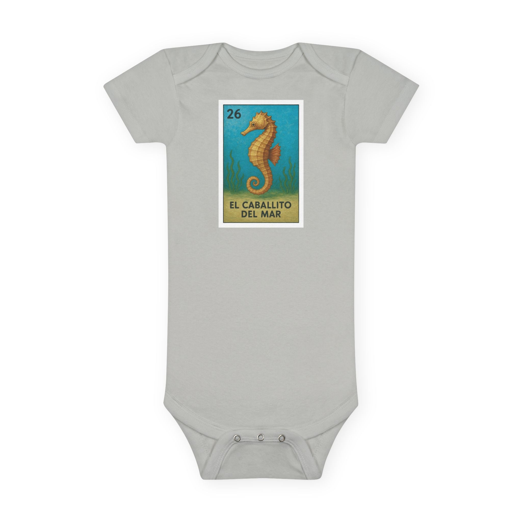 Seahorse Lotería - Baby Short Sleeve 100% Cotton Onesie (El Caballito del Mar)