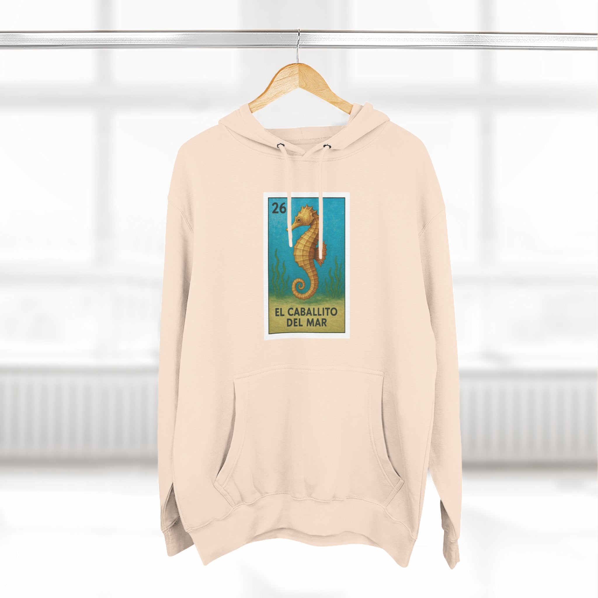 Seahorse Lotería Unisex - Pull-Over Cotton Blend Fleece Hoodie (El Caballito del Mar)