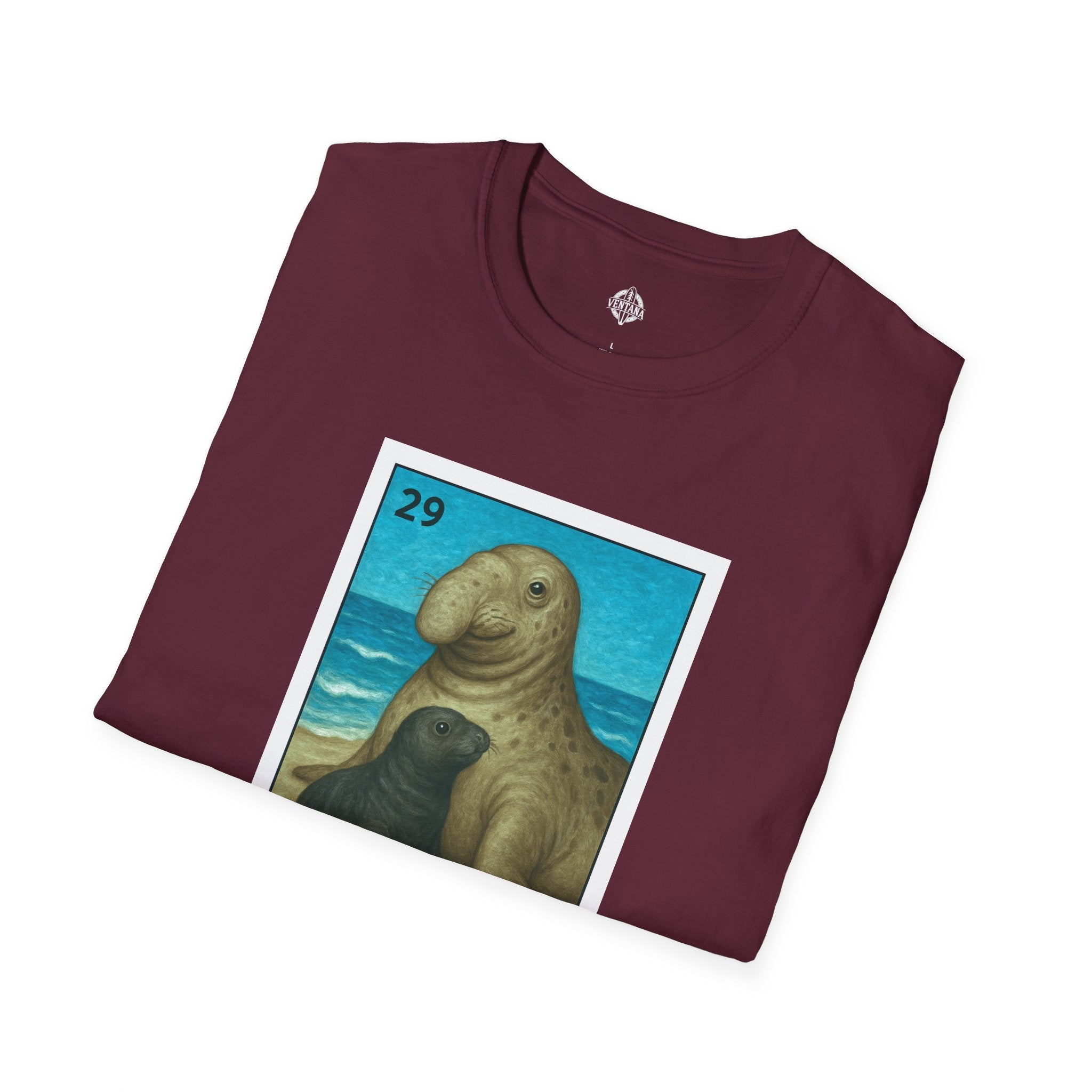 Elephant Seal Lotería Unisex - Soft Style U.S. Cotton T-Shirt (El Elefante Marino)