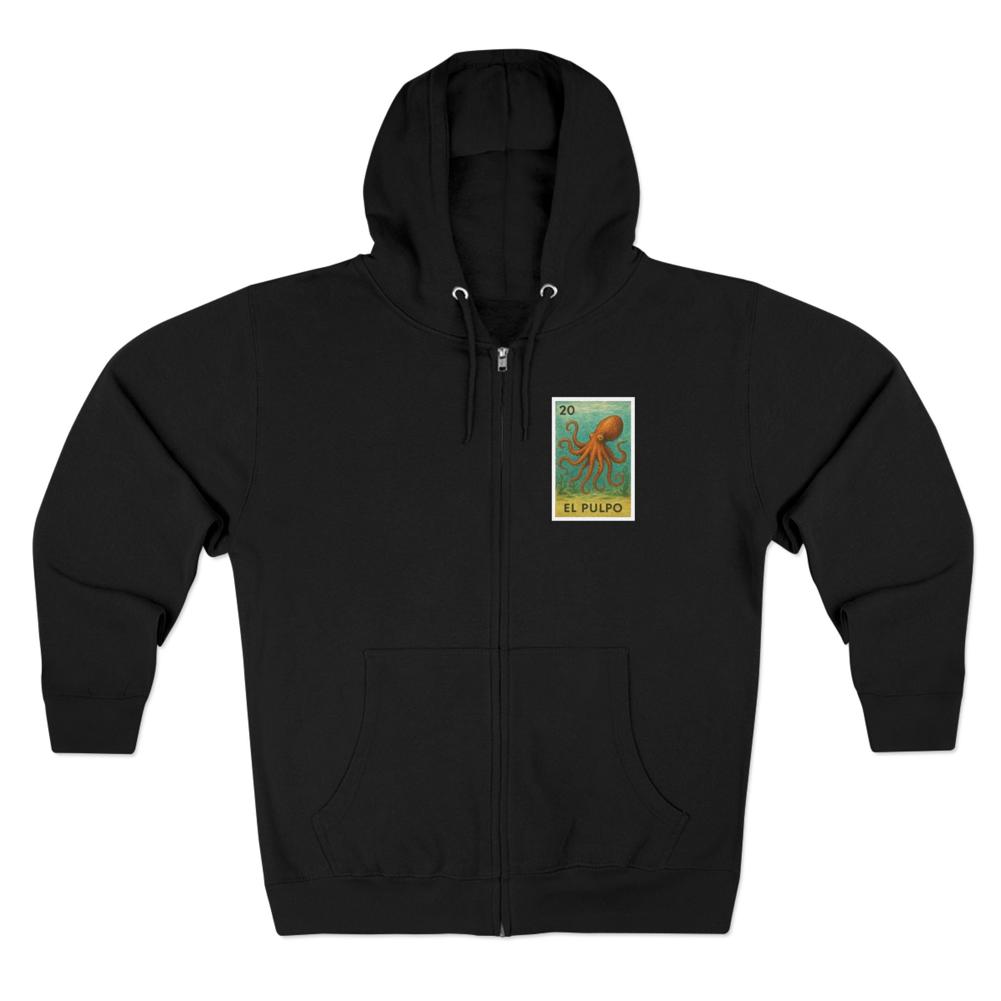 Octopus Lotería Unisex - Zip Cotton Blend Fleece Hoodie (El Pulpo)