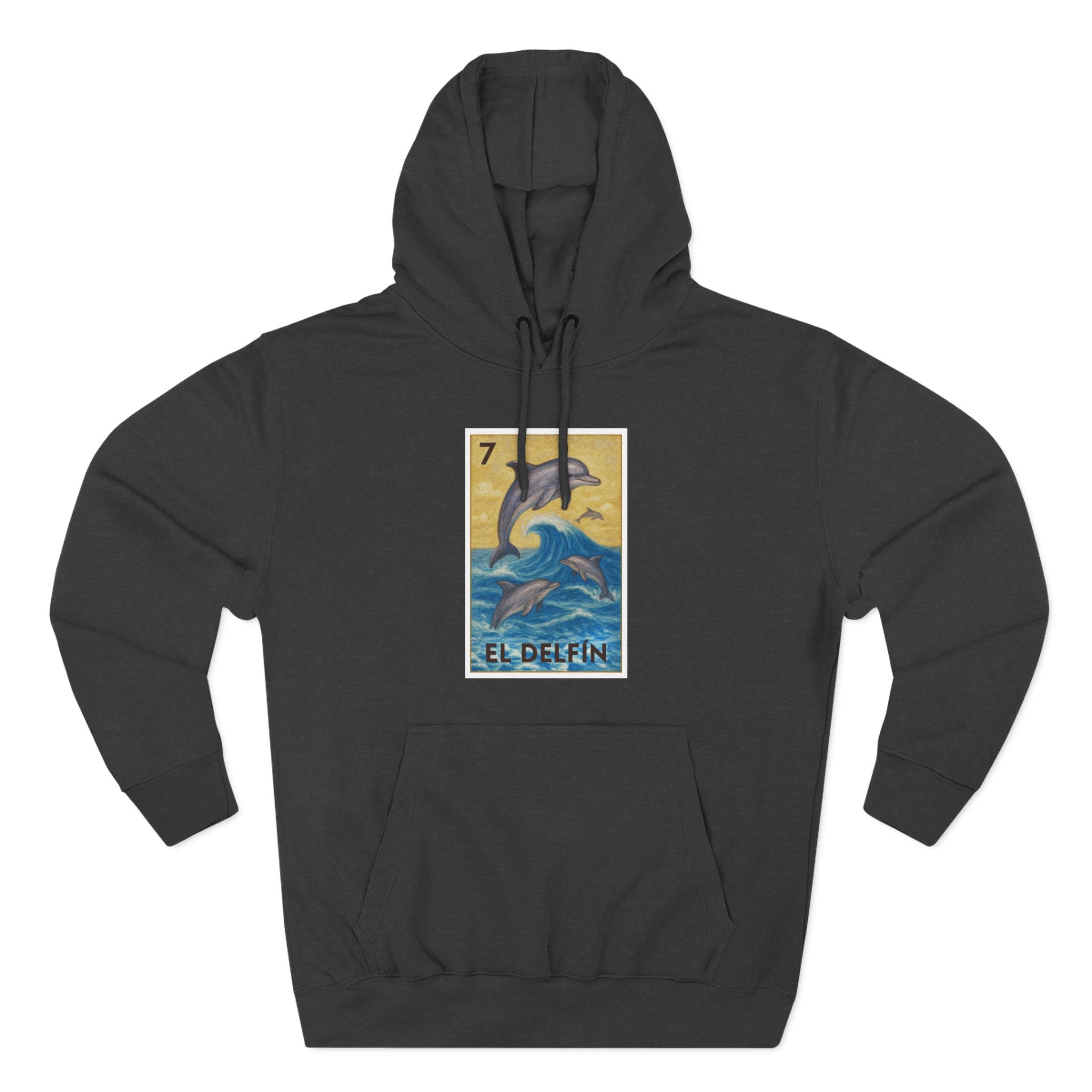 Dolphin Lotería Unisex - Pull-Over Cotton Blend Fleece Hoodie (El Delfín)