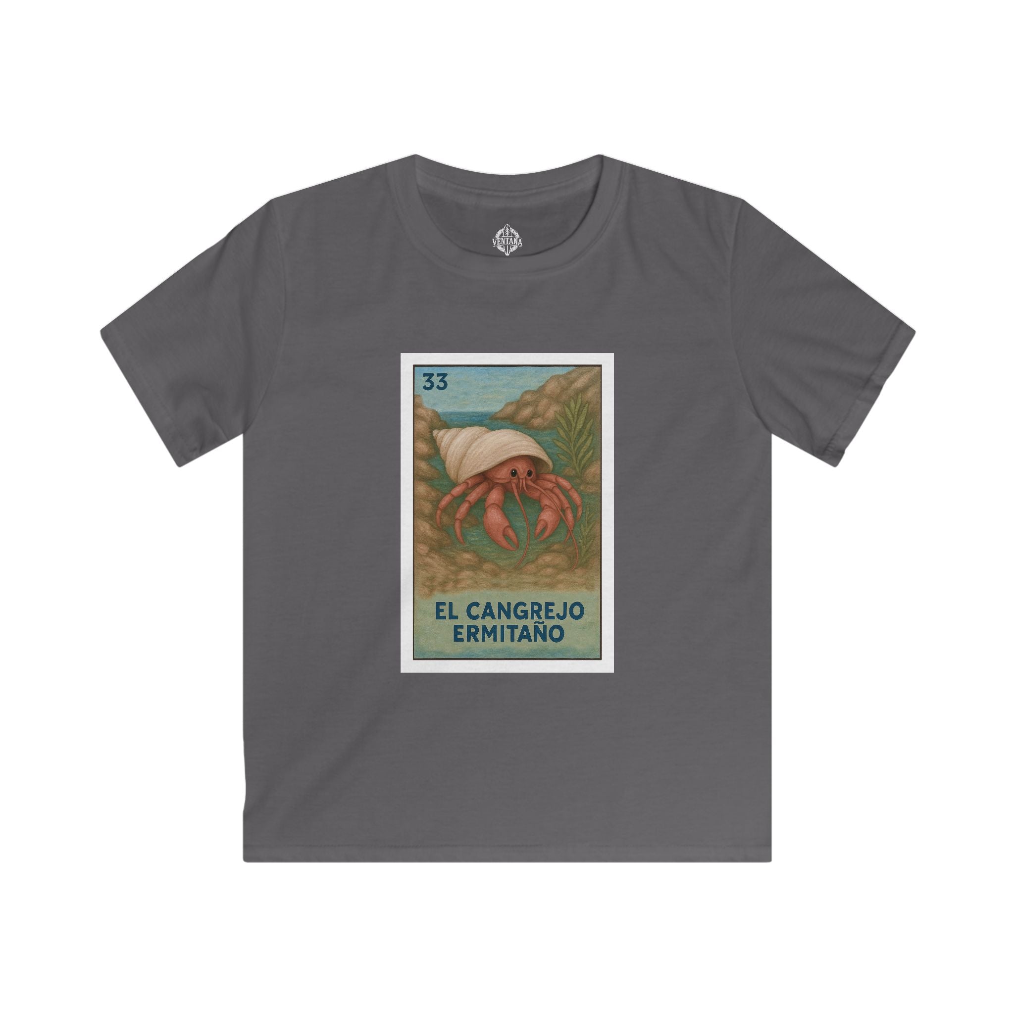 Hermit Crab Lotería Kids - Soft Style U.S. Cotton T-Shirt (El Cangrejo Ermitaño)