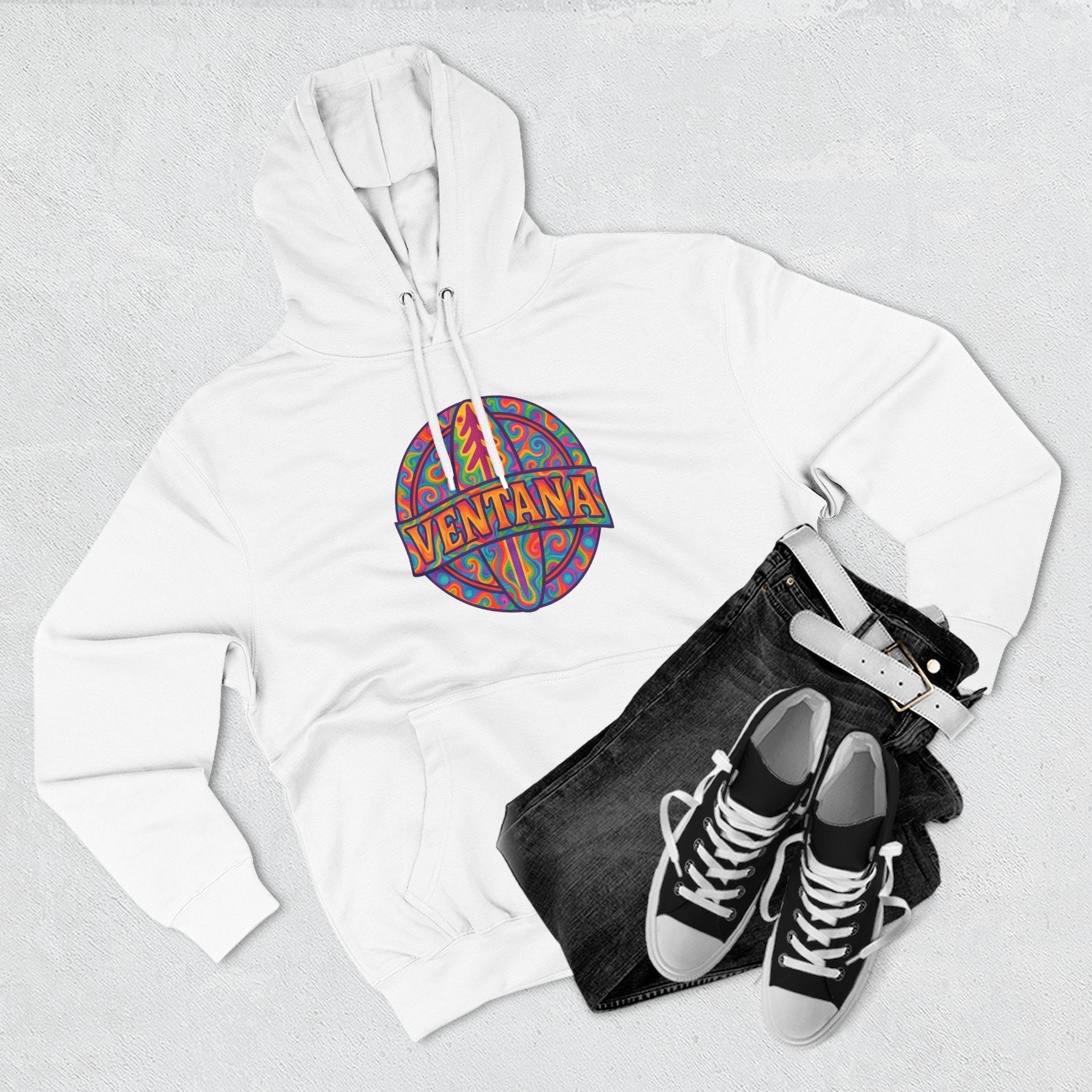 Ventana Psychedelic Treefish Logo Unisex - Pull-Over Cotton Blend Fleece Hoodie