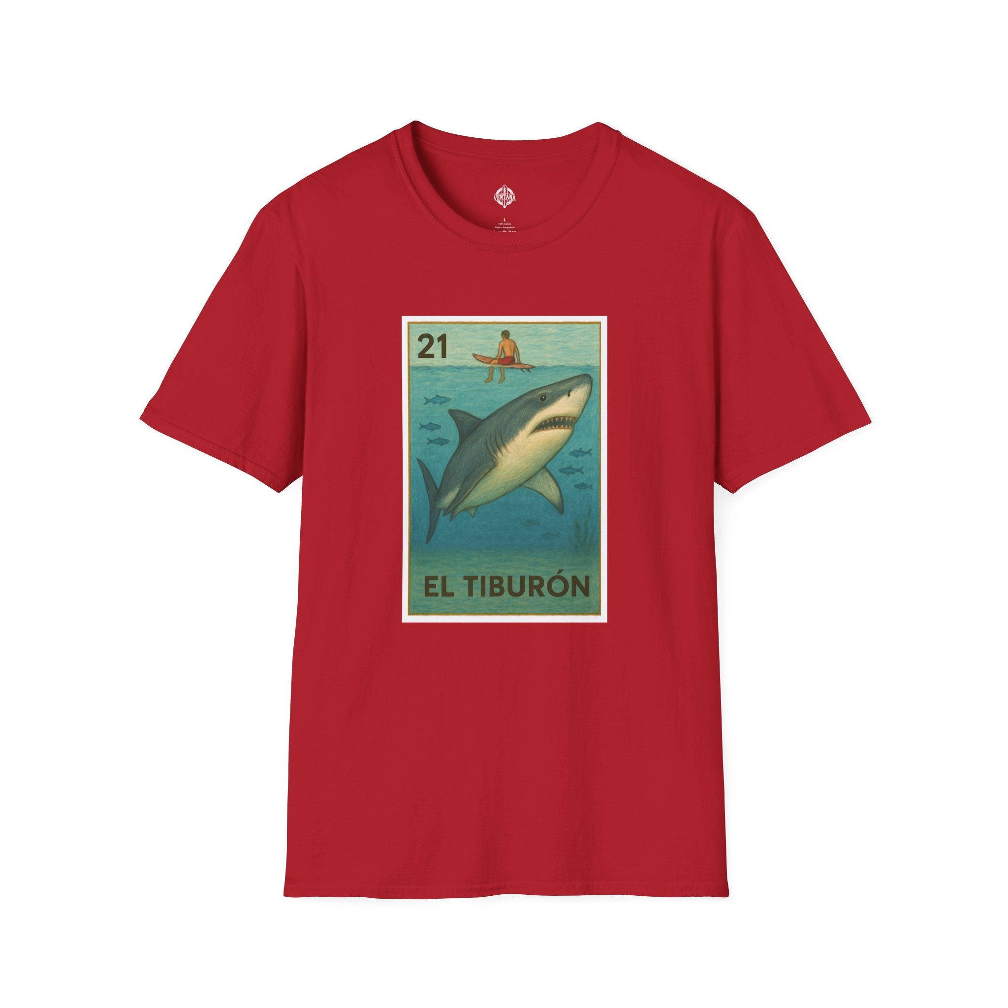 Shark Lotería Unisex - Soft Style U.S. Cotton T-Shirt (El Tiburón)