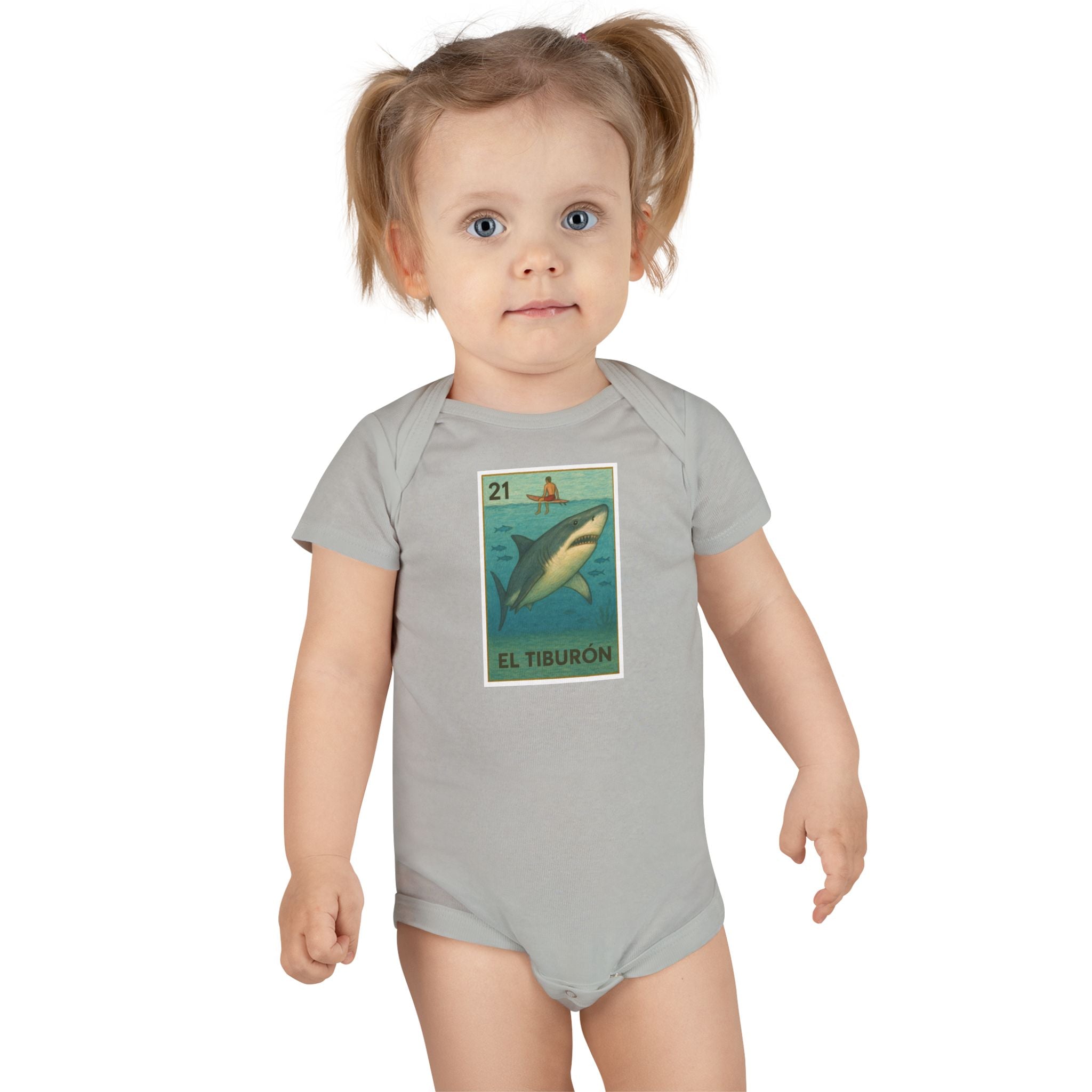 Shark Lotería - Baby Short Sleeve 100% Cotton Onesie (El Tiburón)
