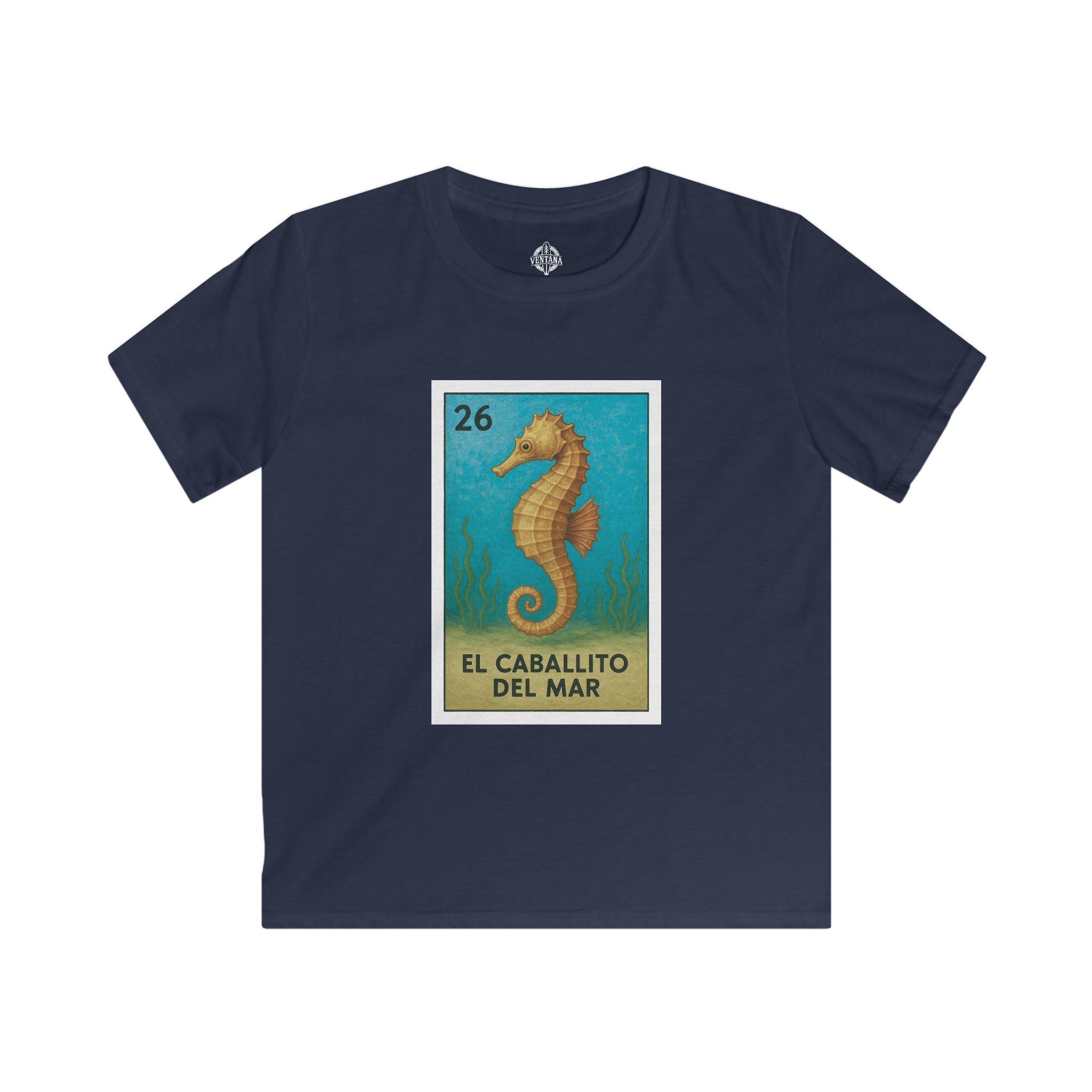Seahorse Lotería Kids - Soft Style U.S. Cotton T-Shirt (El Caballito del Mar)