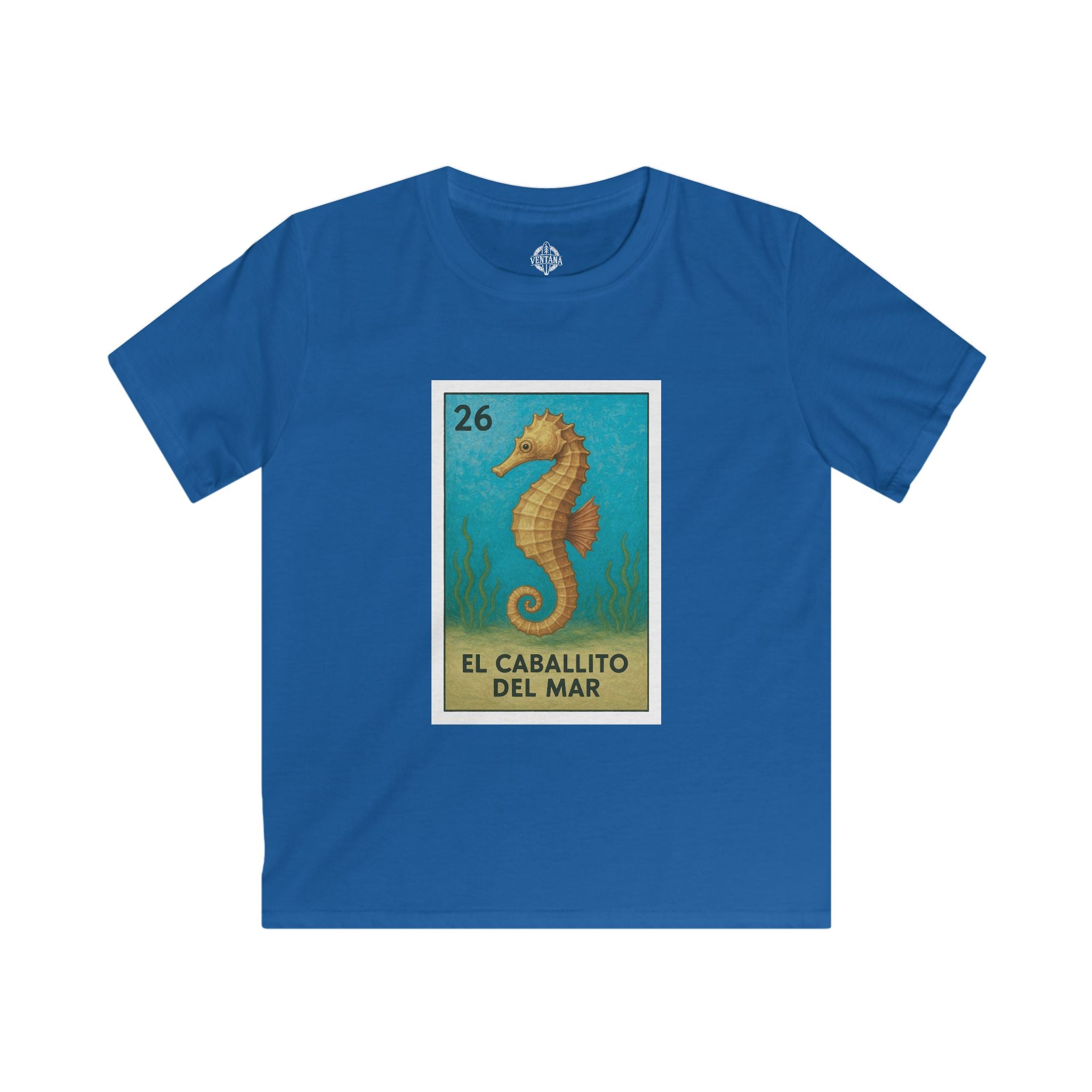 Seahorse Lotería Kids - Soft Style U.S. Cotton T-Shirt (El Caballito del Mar)