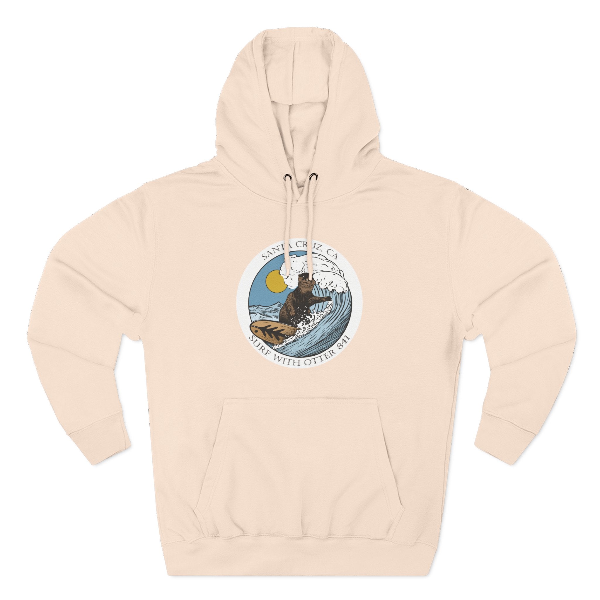 Surf with Otter 841 by Thiago Bianchini Unisex - Pull-Over Cotton Blend Fleece Hoodie