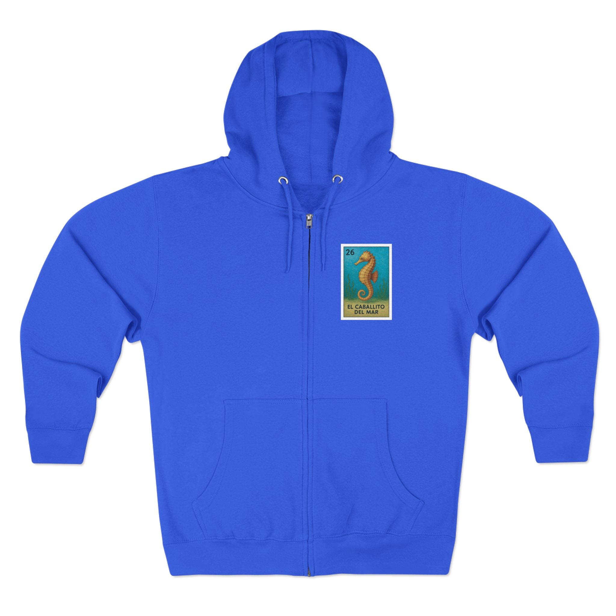 Seahorse Lotería Unisex - Zip Cotton Blend Fleece Hoodie (El Caballito del Mar)