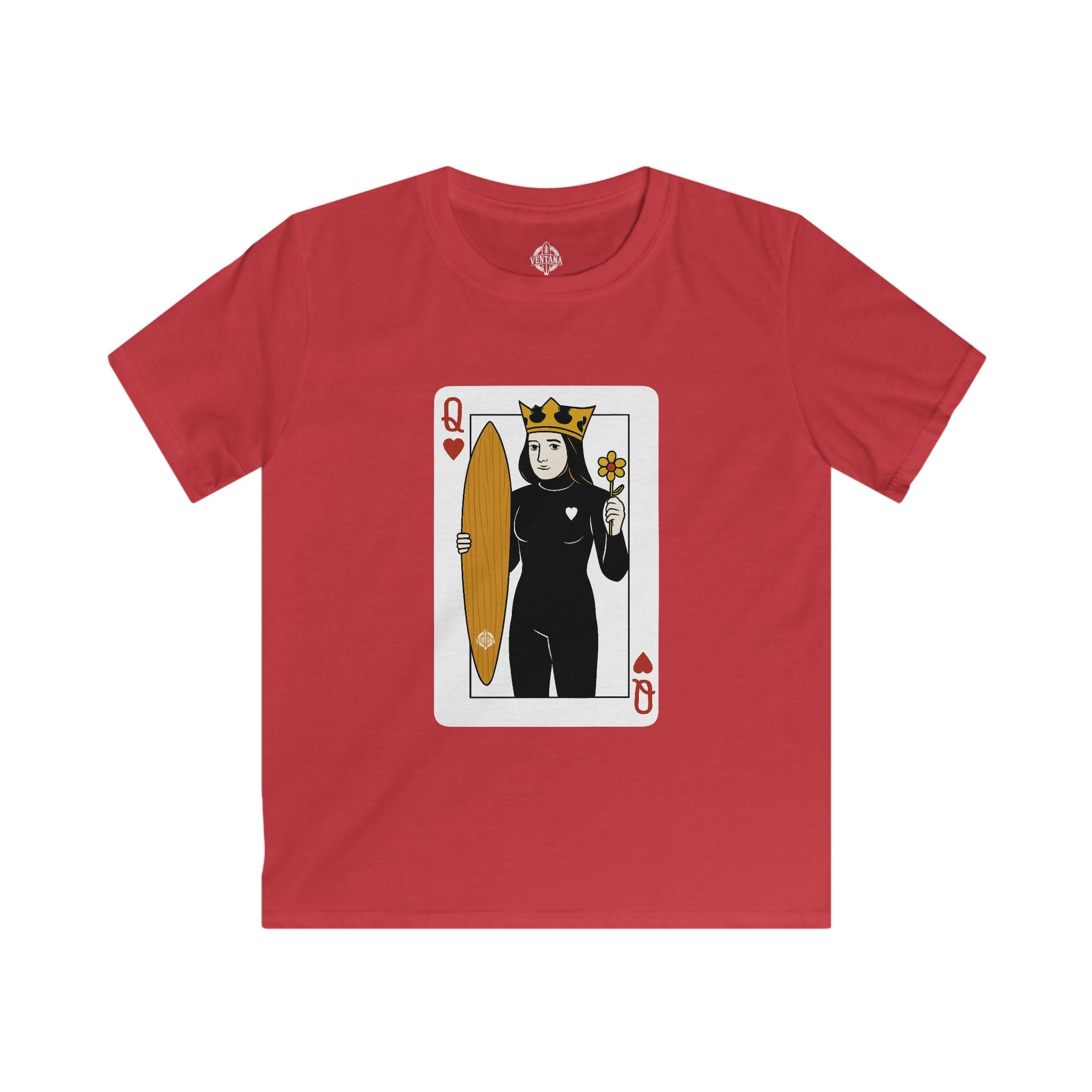 Queen of Hearts Surfer Kids - Soft Style U.S. Cotton T-Shirt
