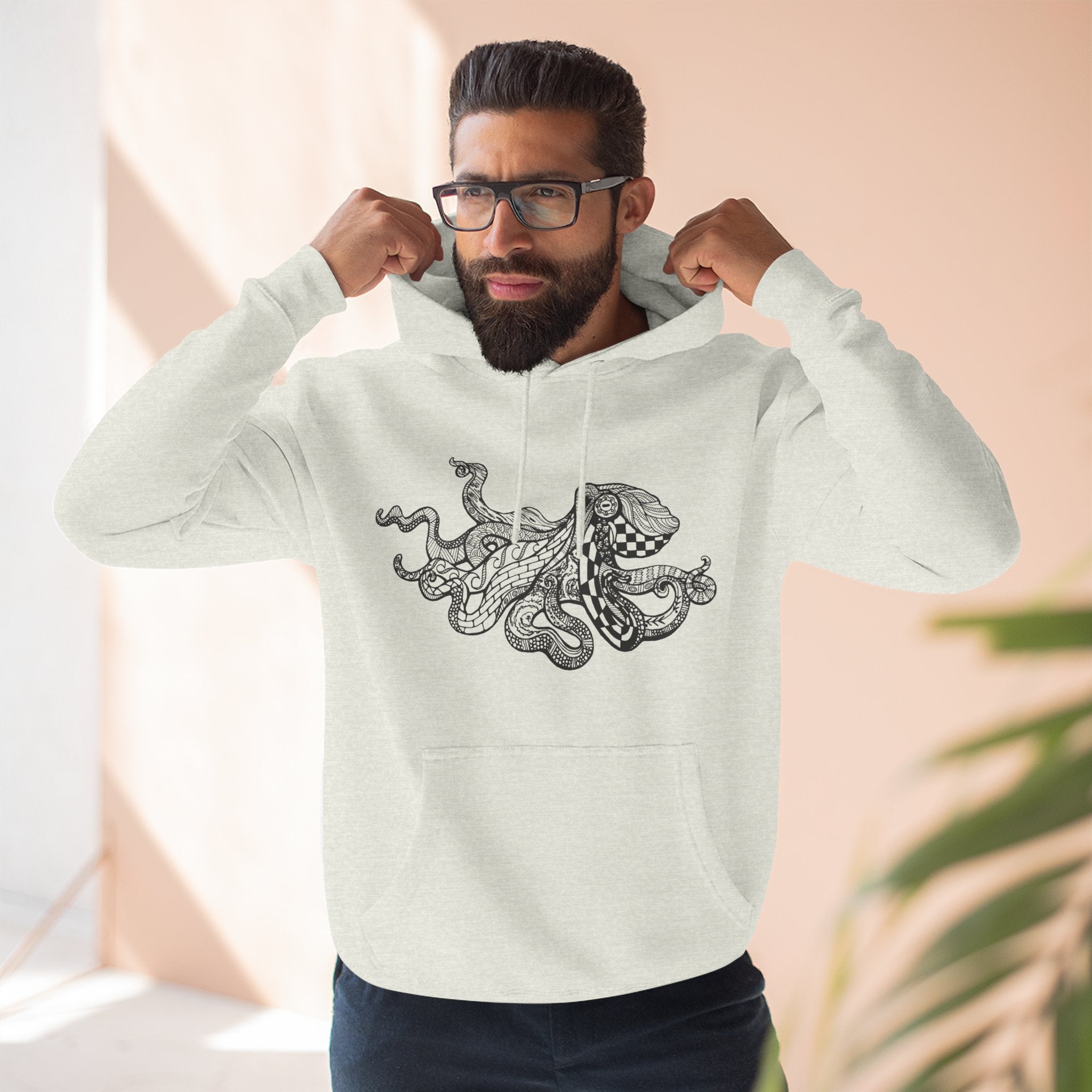 Ventangle Octopus Unisex - Pull-Over Cotton Blend Fleece Hoodie