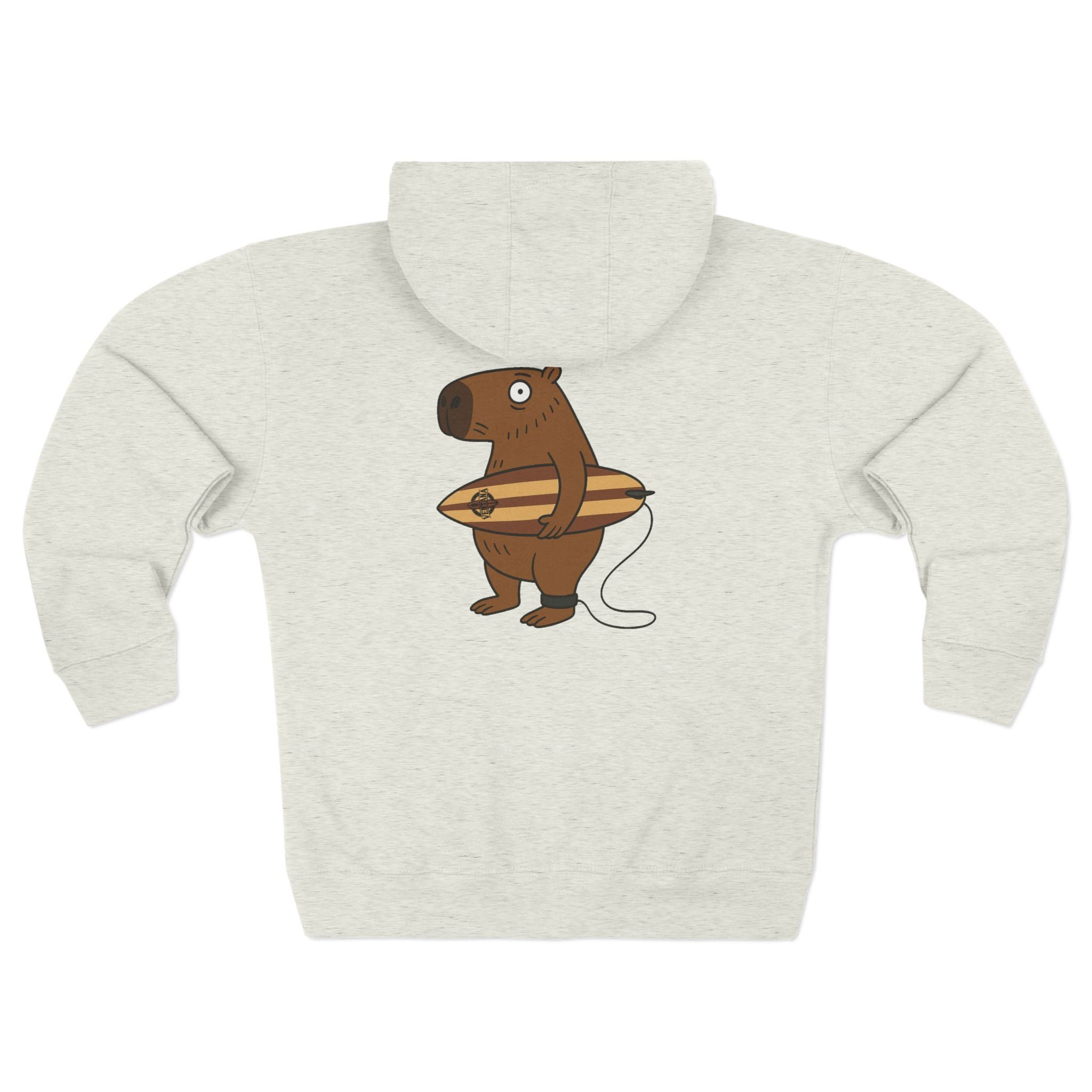 Capybara Surfer Unisex - Zip Cotton Blend Fleece Hoodie