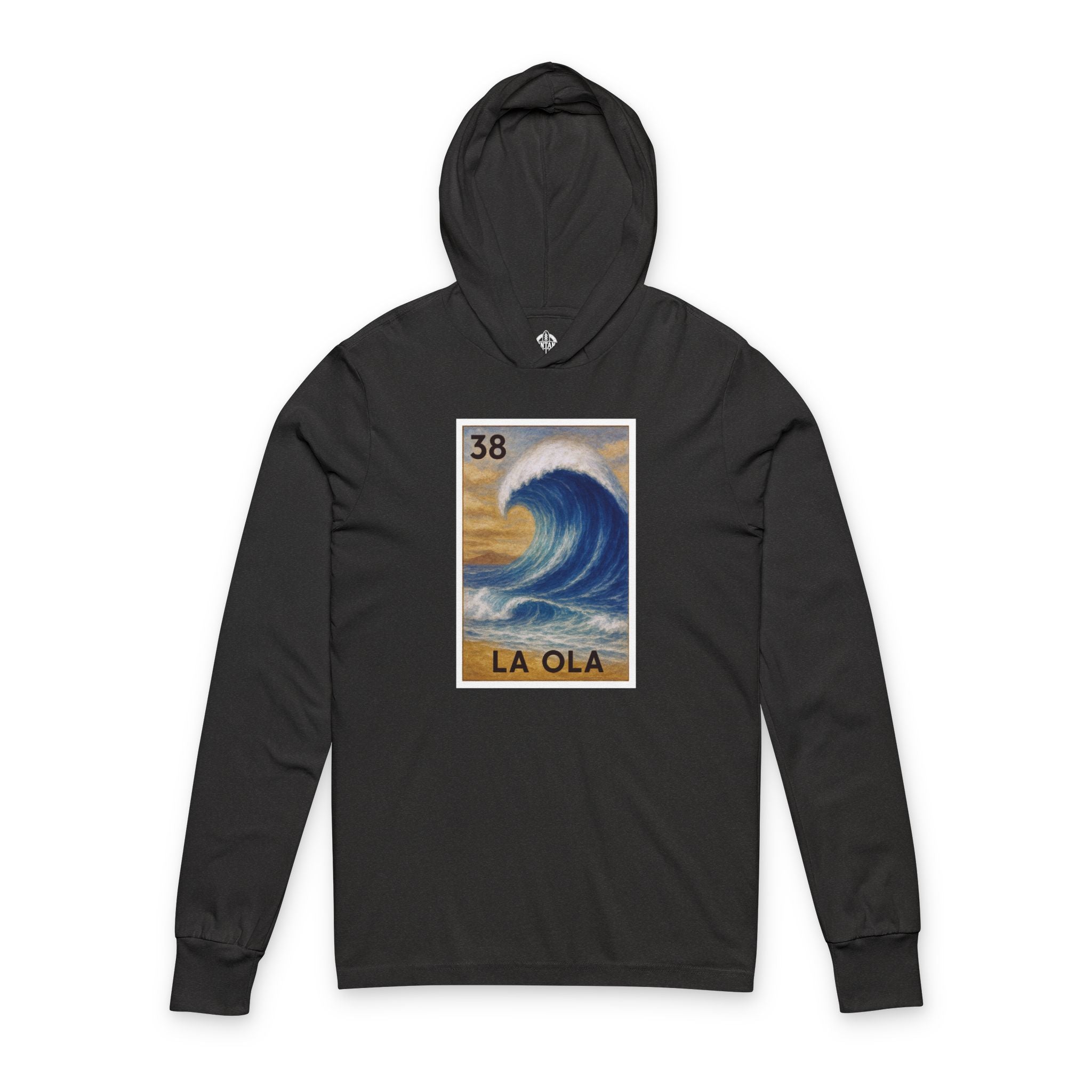 Wave Lotería Unisex - Cotton Hooded Long Sleeve Hooded T-Shirt (La Ola)