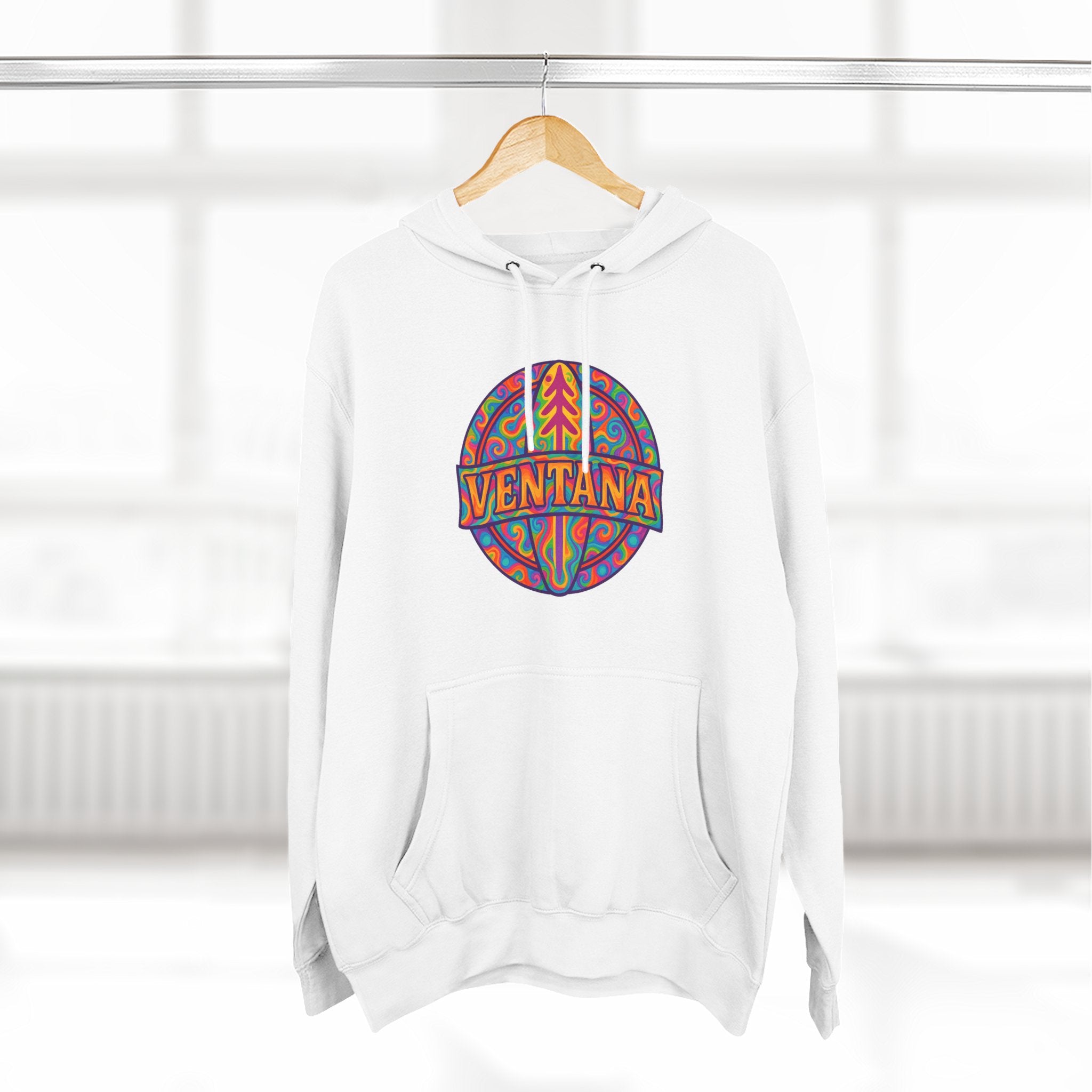 Ventana Psychedelic Treefish Logo Unisex - Pull-Over Cotton Blend Fleece Hoodie