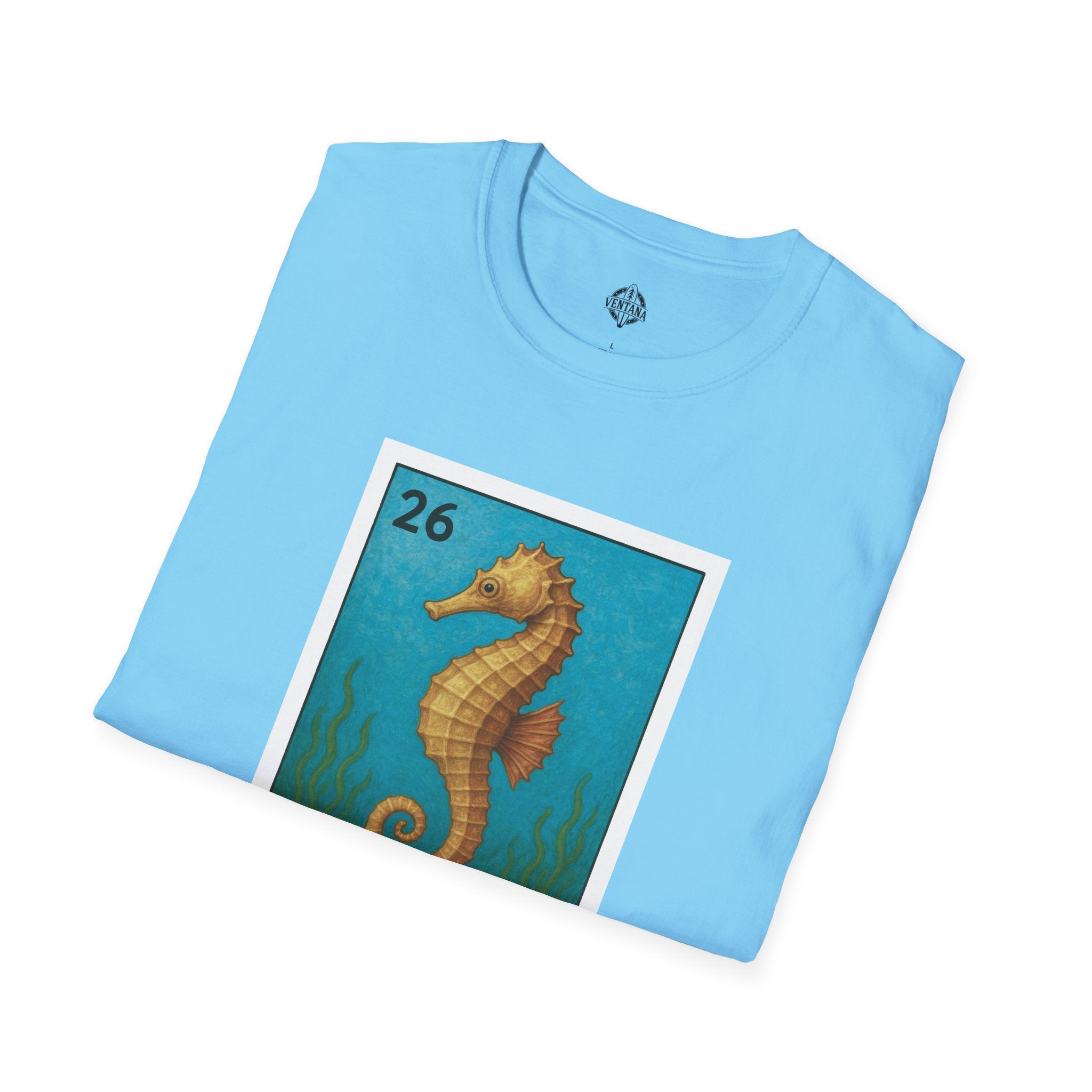 Seahorse Lotería Unisex - Soft Style U.S. Cotton T-Shirt (El Caballito del Mar)
