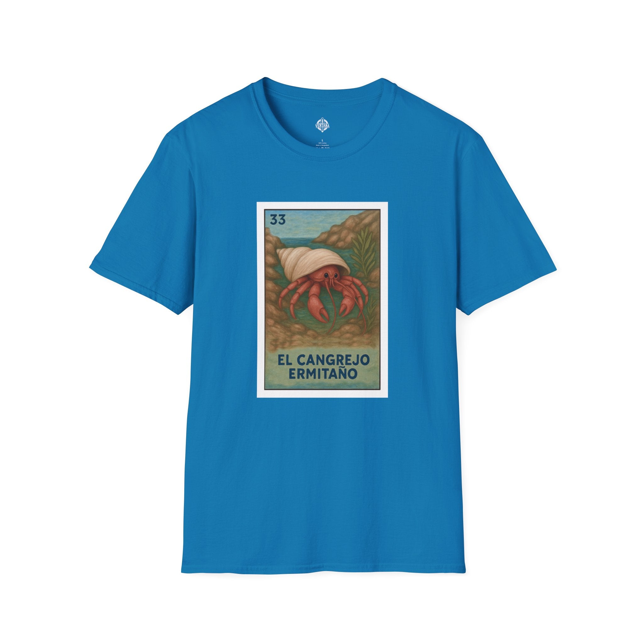 Hermit Crab Lotería Unisex - Soft Style U.S. Cotton T-Shirt (El Cangrejo Ermitaño)