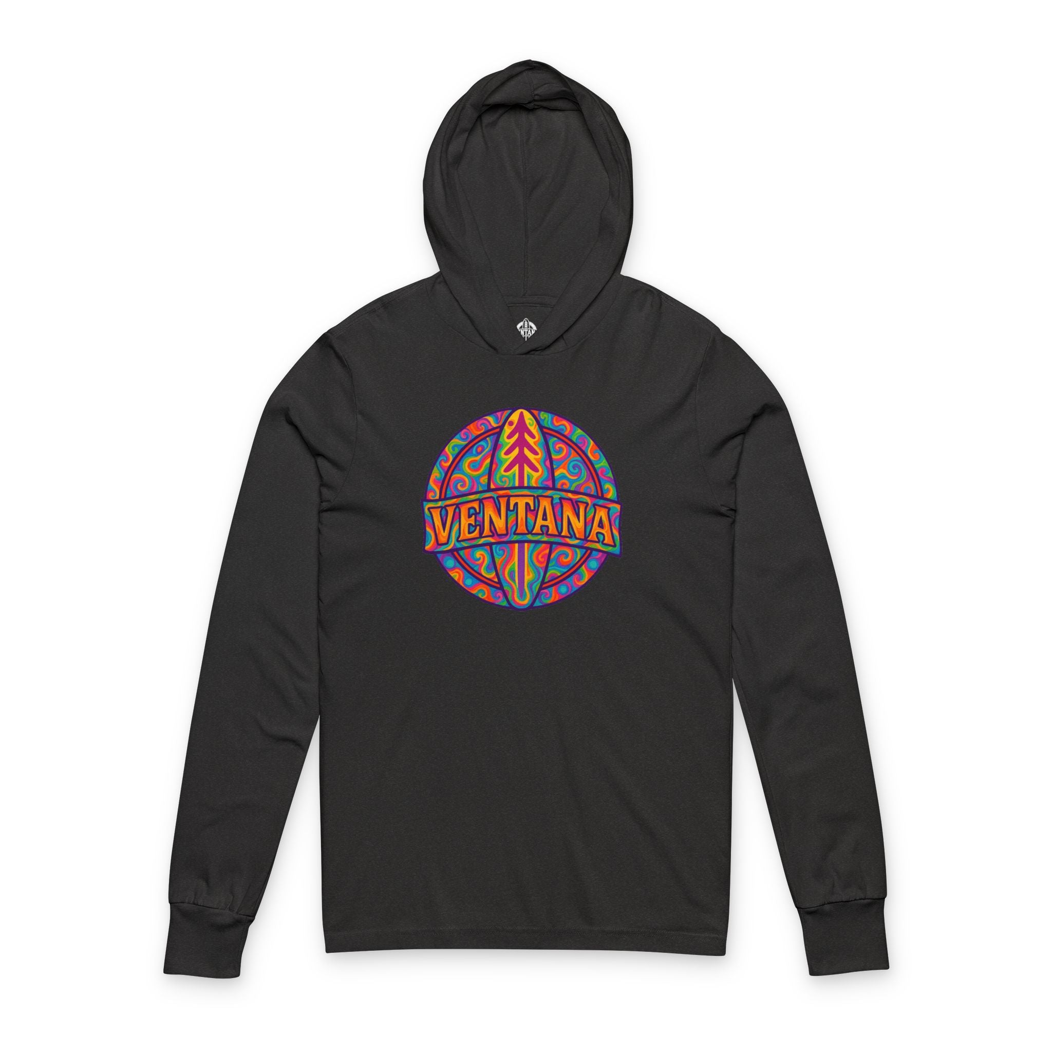 Ventana Psychedelic Treefish Logo Unisex - Cotton Hooded Long Sleeve Hooded T-Shirt