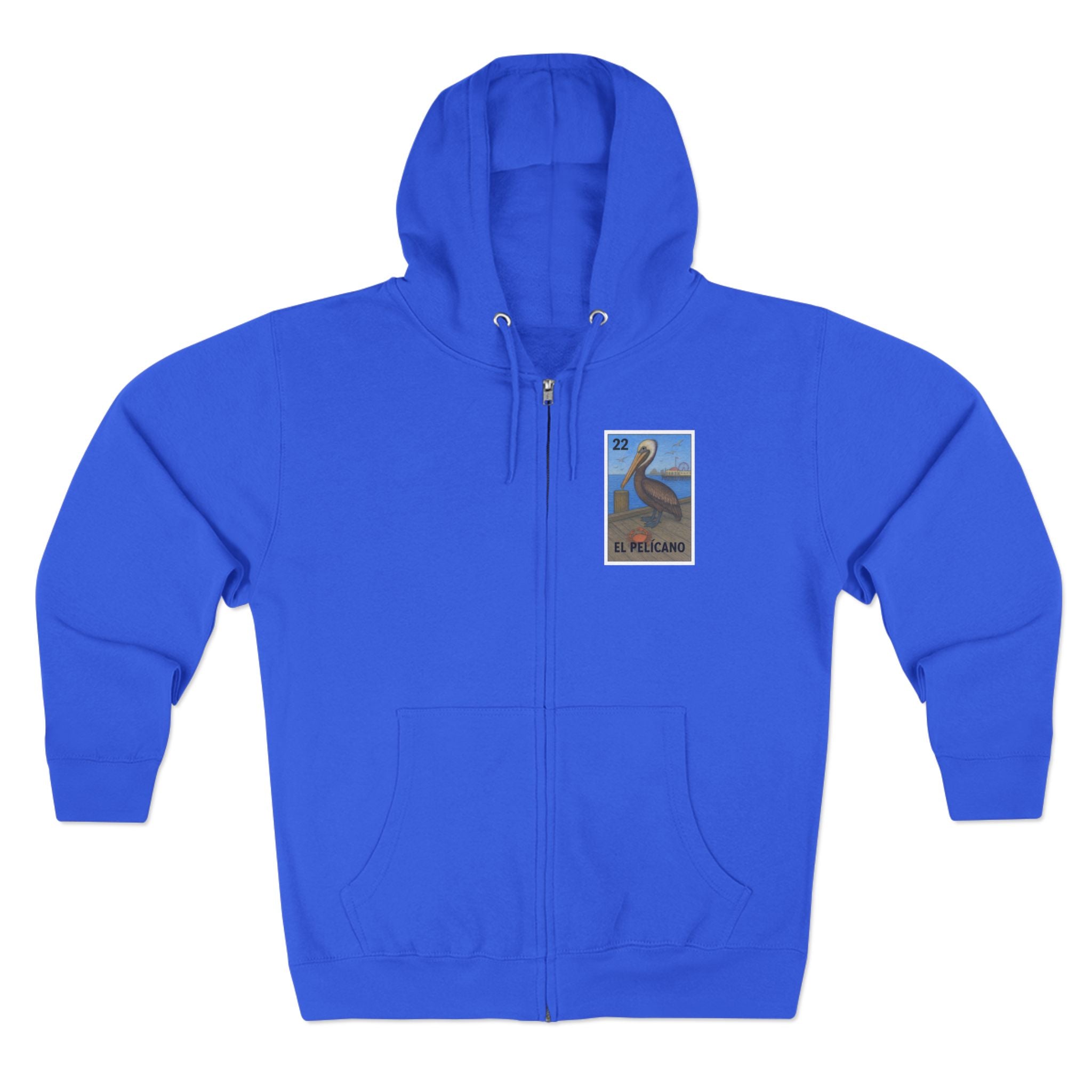 Pelican Lotería Unisex - Zip Cotton Blend Fleece Hoodie (El Pelícano)