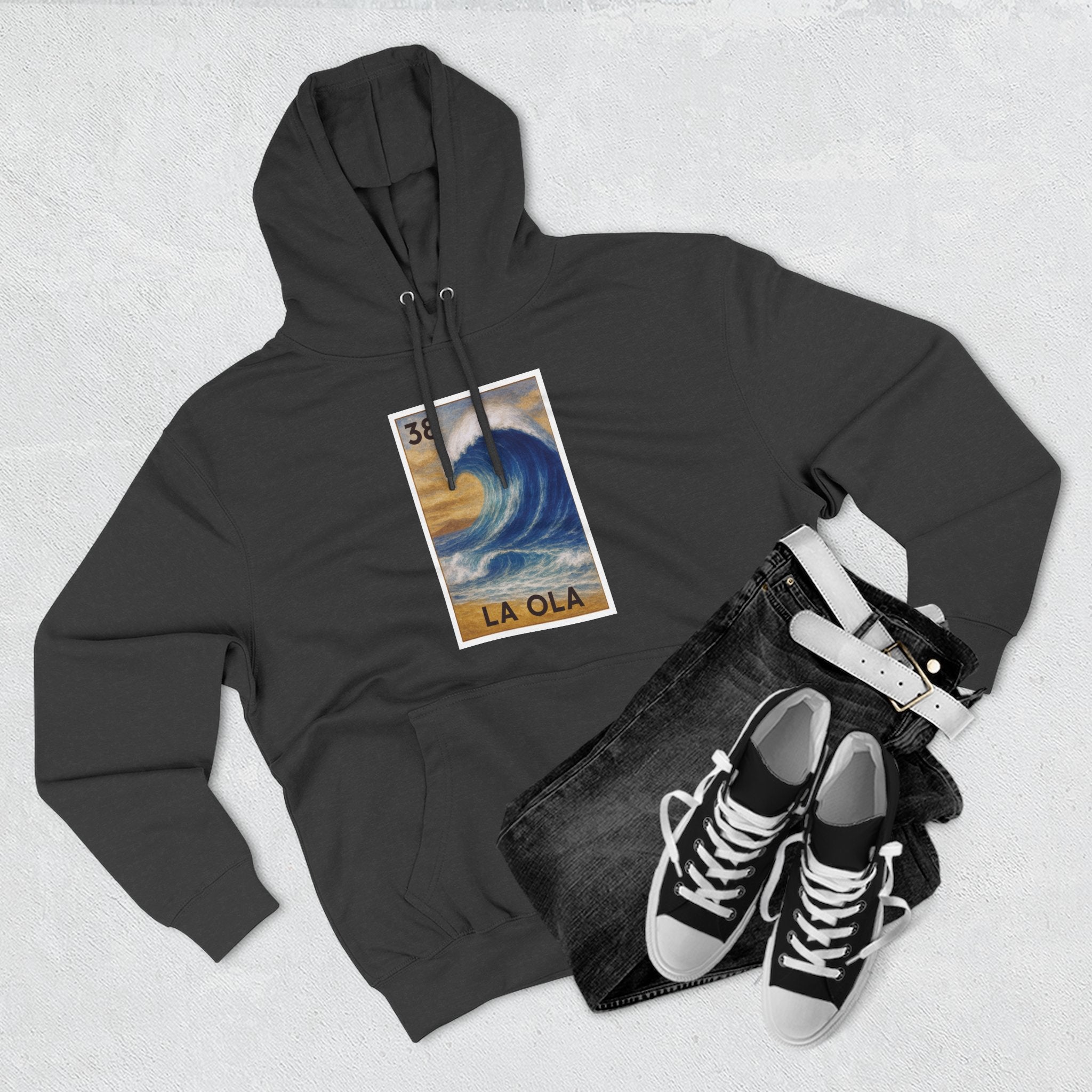 Wave Lotería Unisex - Pull-Over Cotton Blend Fleece Hoodie (La Ola)