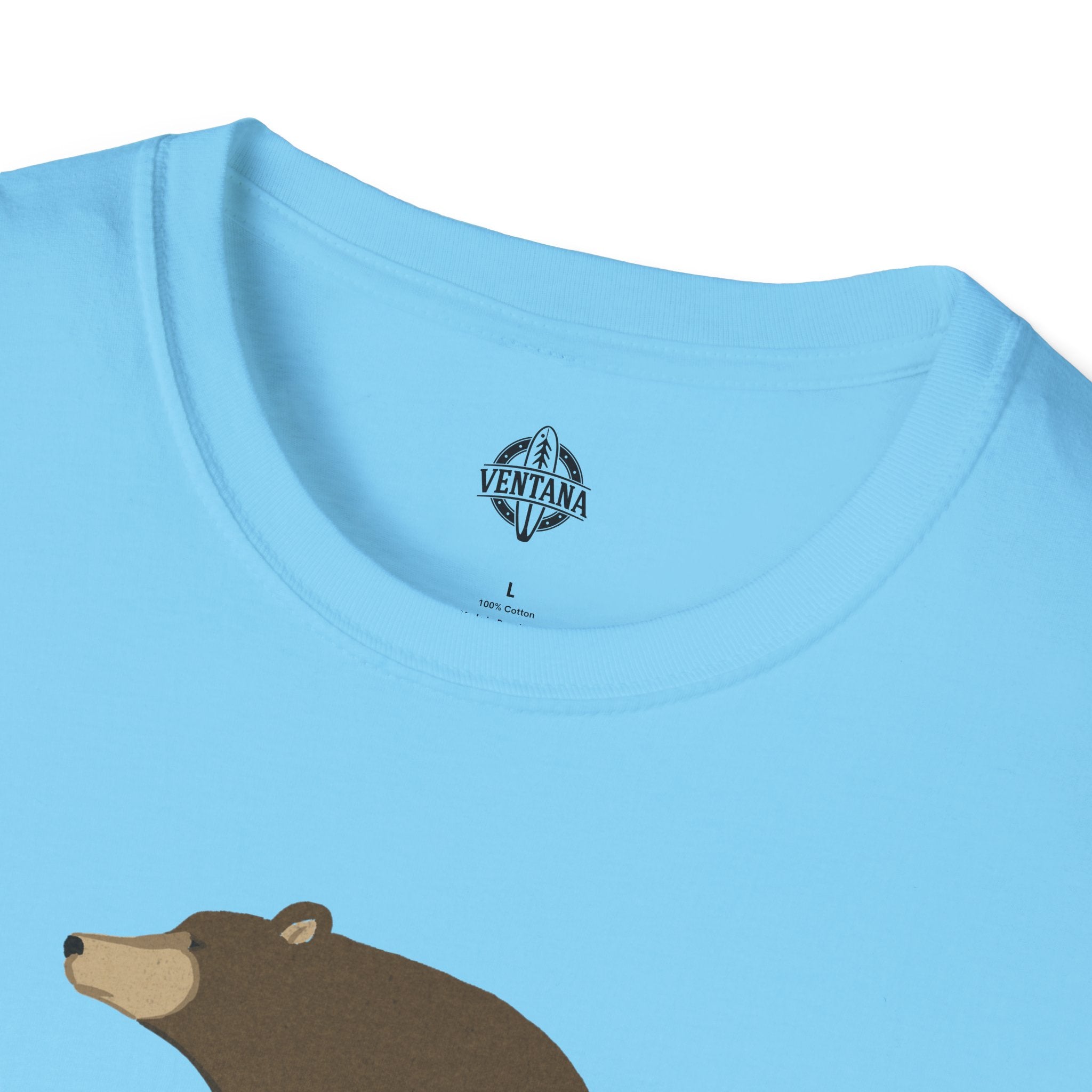Surfing Grizzly Bear by Fabian Lavater Unisex - Soft Style U.S. Cotton T-Shirt