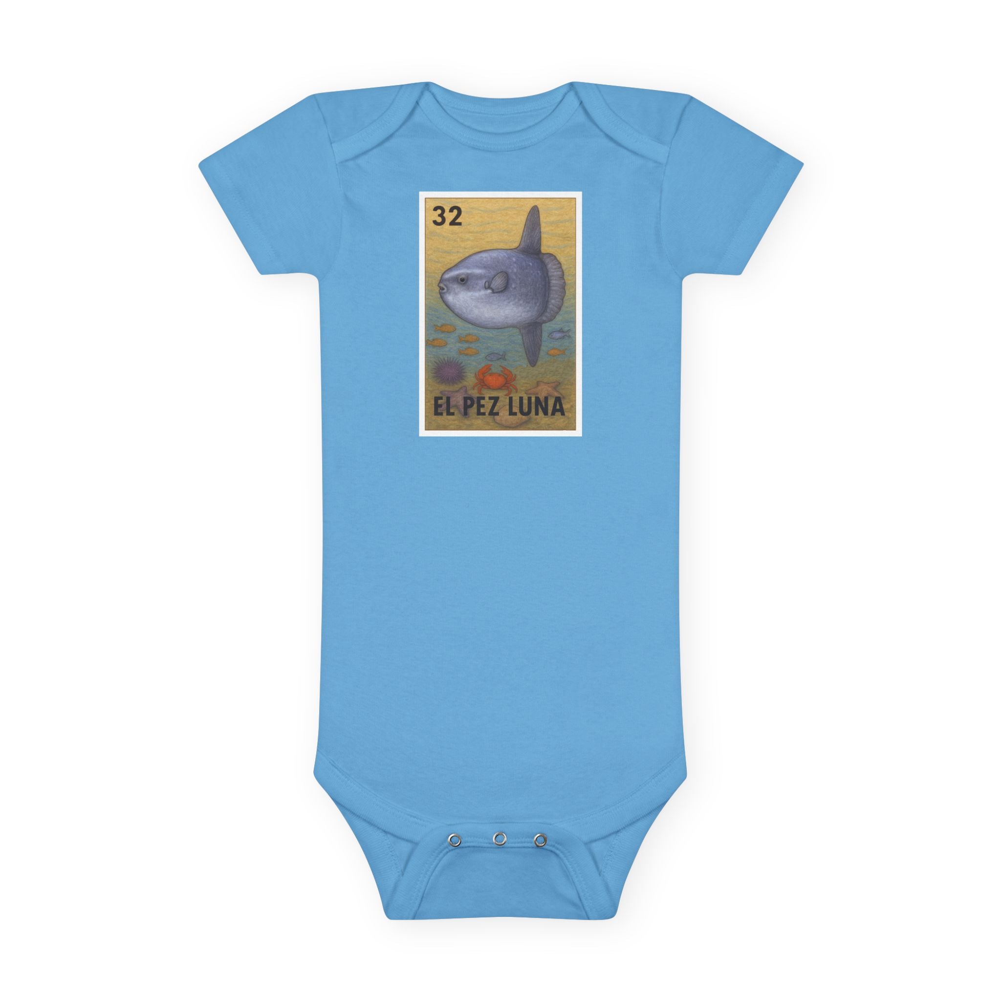 Sunfish Lotería - Baby Short Sleeve 100% Cotton Onesie (El Pez Luna)