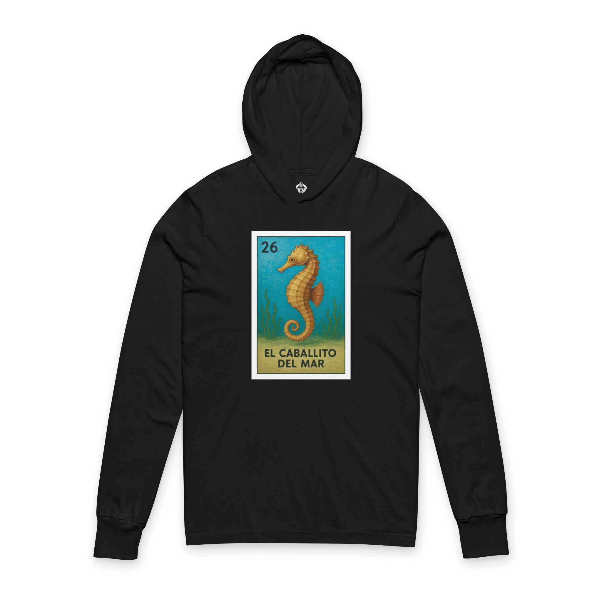 Seahorse Lotería Unisex - Cotton Hooded Long Sleeve Hooded T-Shirt (El Caballito del Mar)