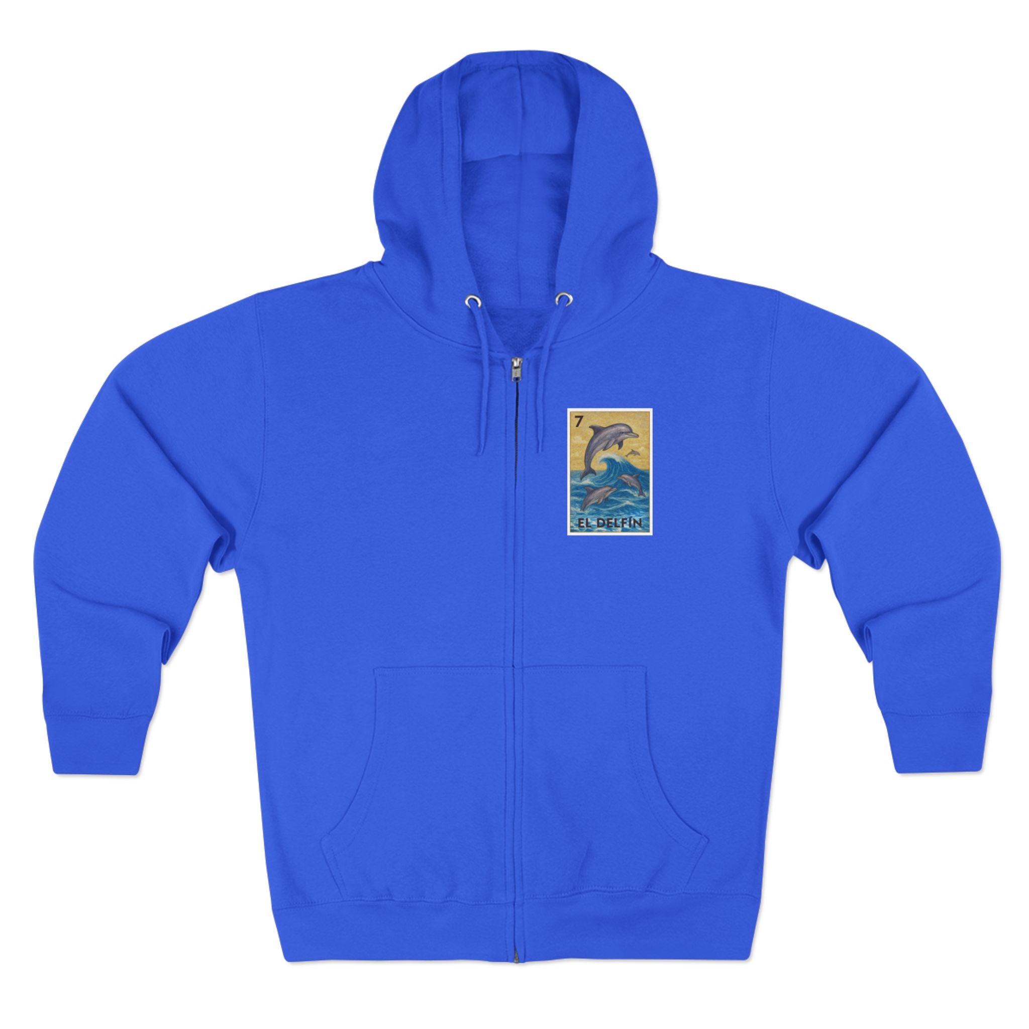 Dolphin Lotería Unisex - Zip Cotton Blend Fleece Hoodie (El Delfín)