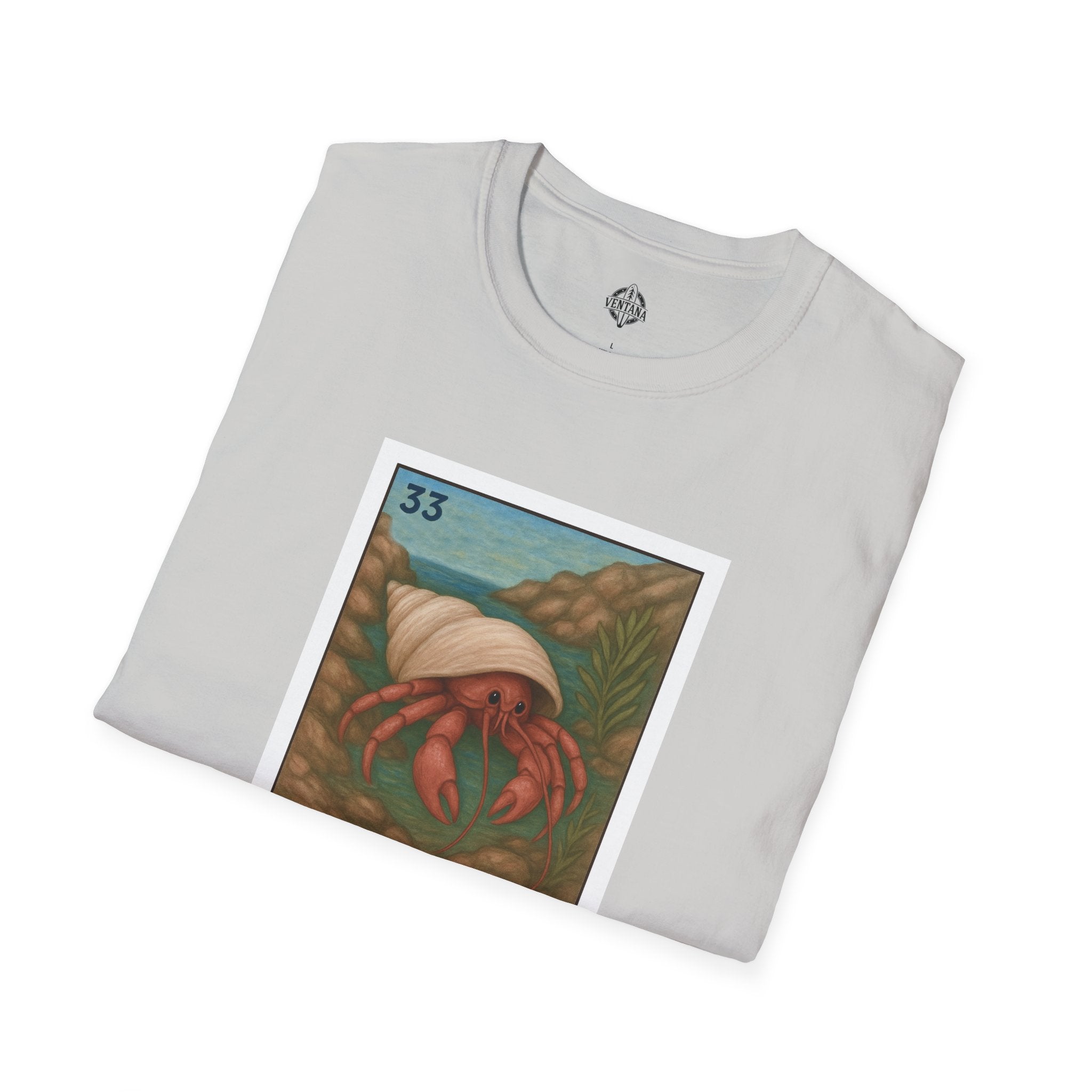 Hermit Crab Lotería Unisex - Soft Style U.S. Cotton T-Shirt (El Cangrejo Ermitaño)