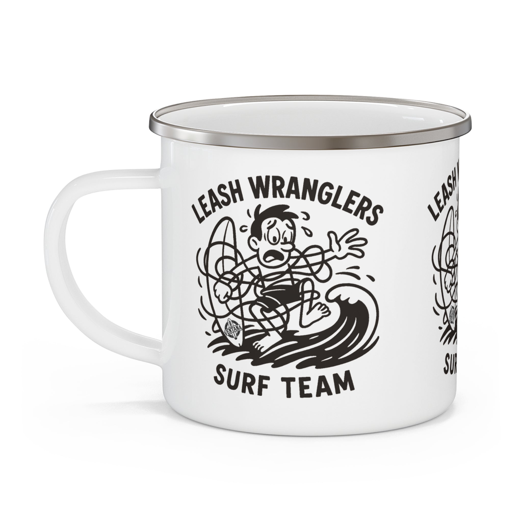 Leash Wranglers Surf Team Enamel Camping Mug (12oz - small)