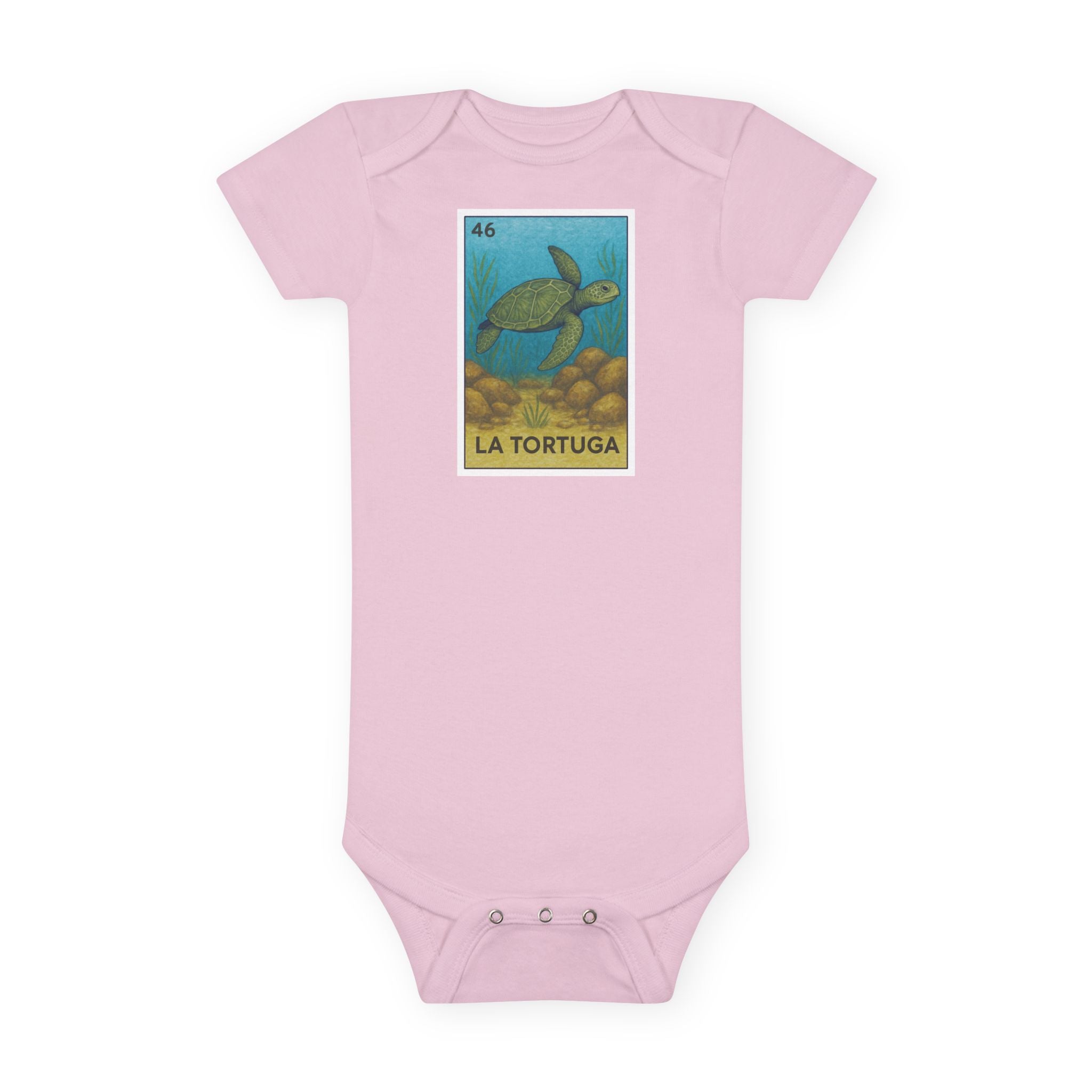 Turtle Lotería - Baby Short Sleeve 100% Cotton Onesie (La Tortuga)