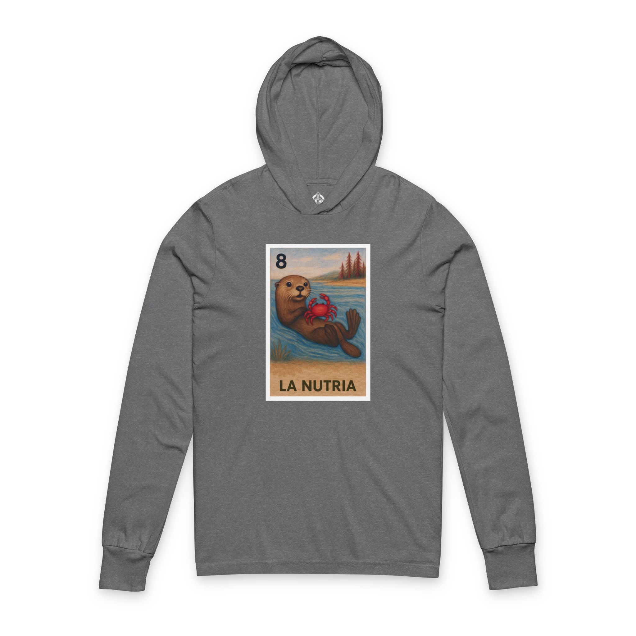 Sea Otter Lotería Unisex - Cotton Hooded Long Sleeve Hooded T-Shirt (La Nutria)