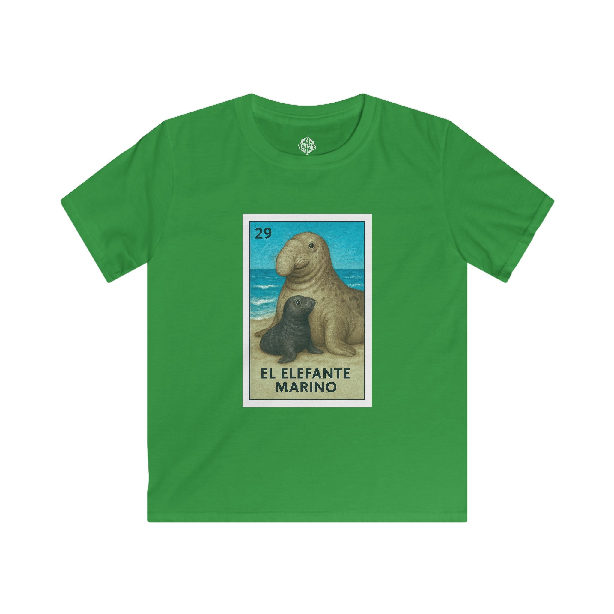 Elephant Seal Lotería Kids - Soft Style U.S. Cotton T-Shirt (El Elefante Marino)