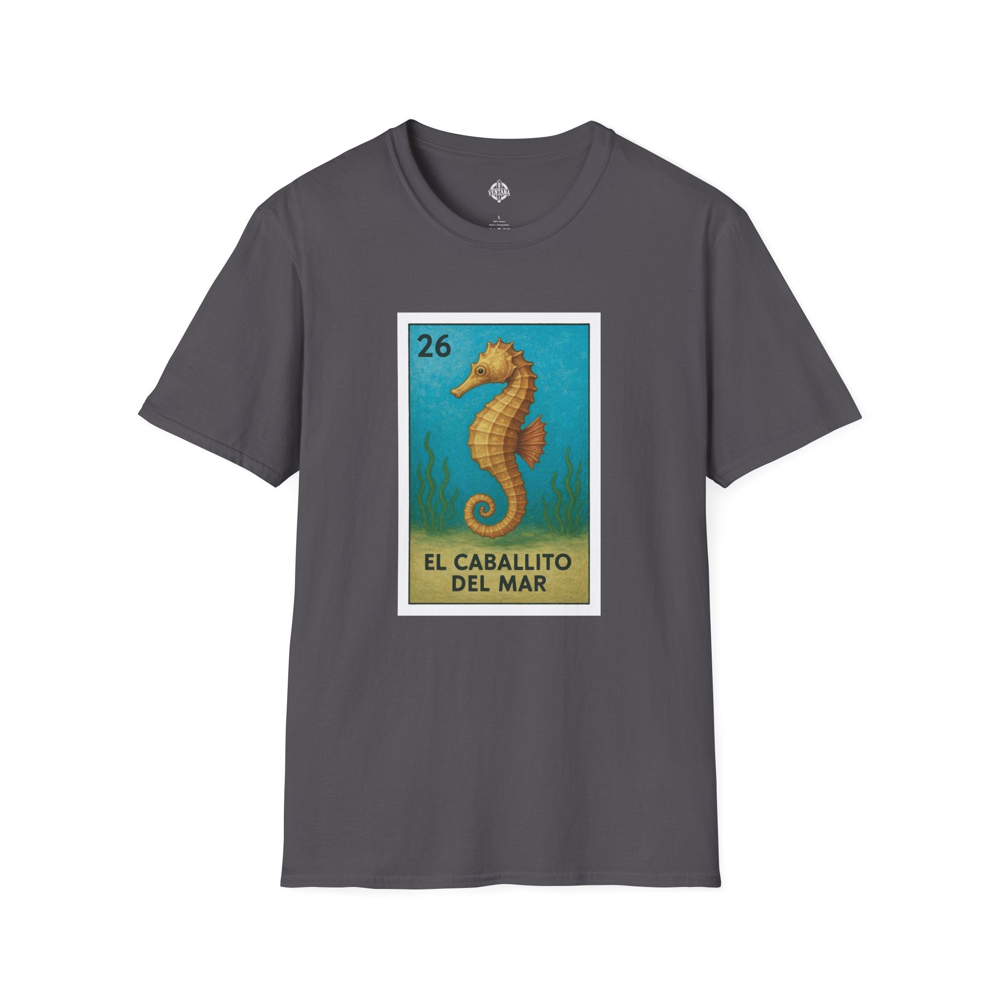 Seahorse Lotería Unisex - Soft Style U.S. Cotton T-Shirt (El Caballito del Mar)