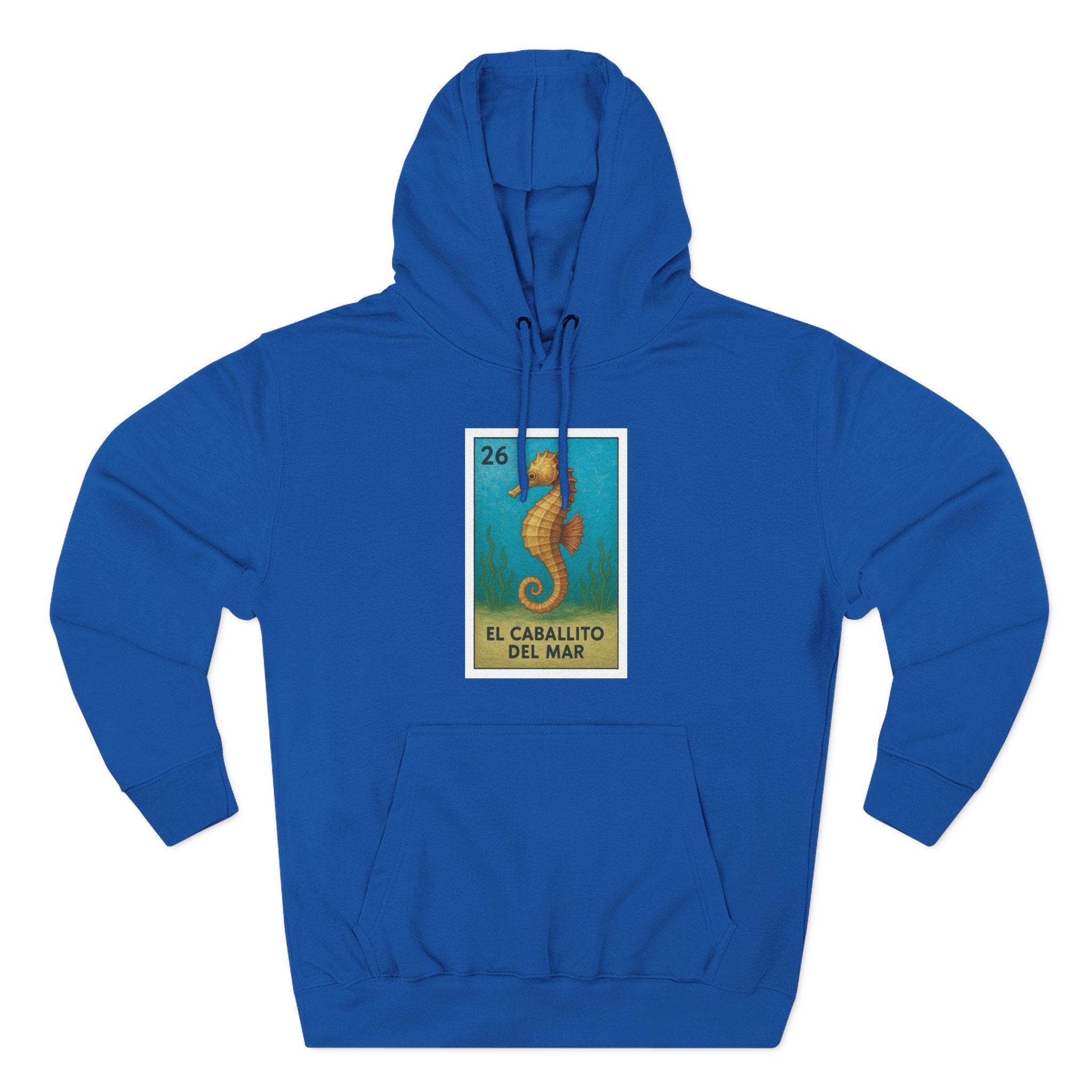 Seahorse Lotería Unisex - Pull-Over Cotton Blend Fleece Hoodie (El Caballito del Mar)
