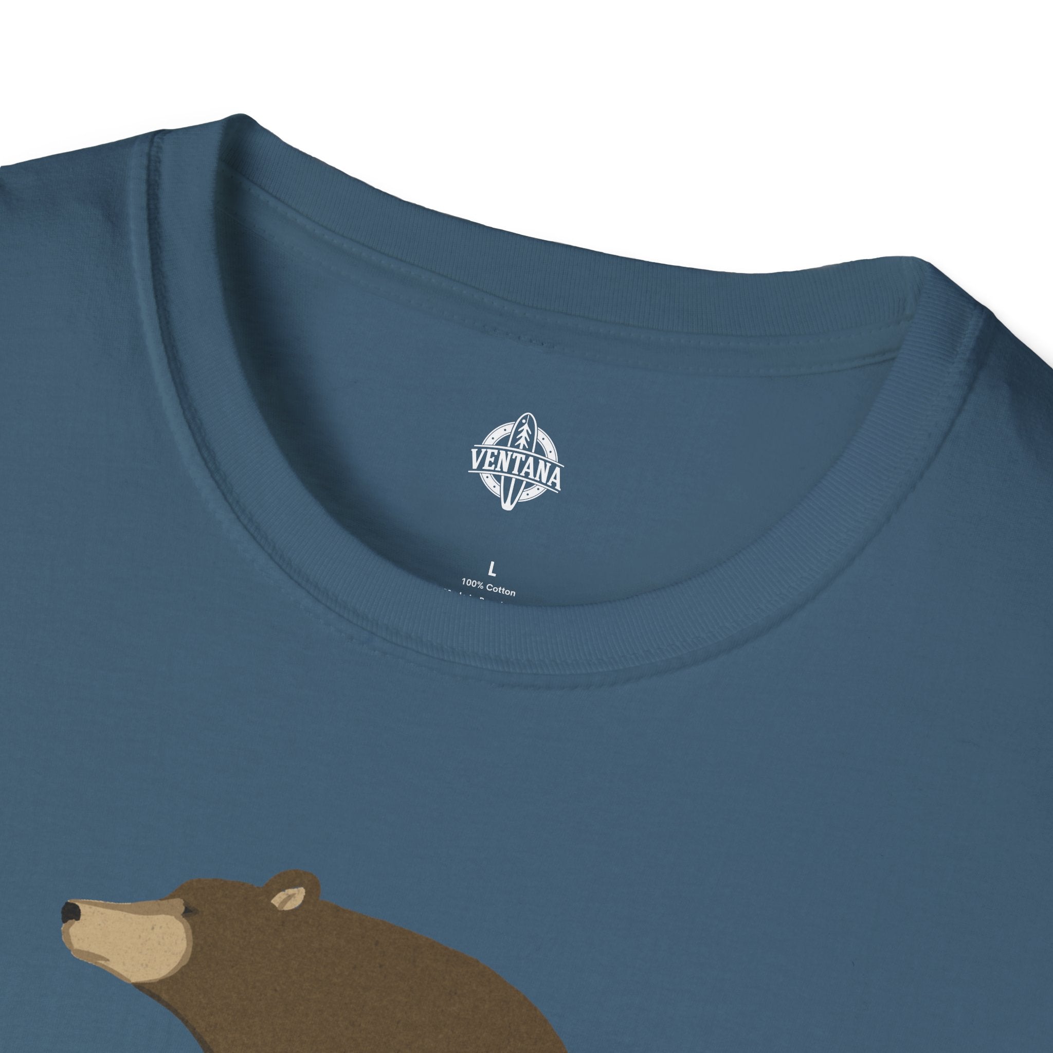 Surfing Grizzly Bear by Fabian Lavater Unisex - Soft Style U.S. Cotton T-Shirt