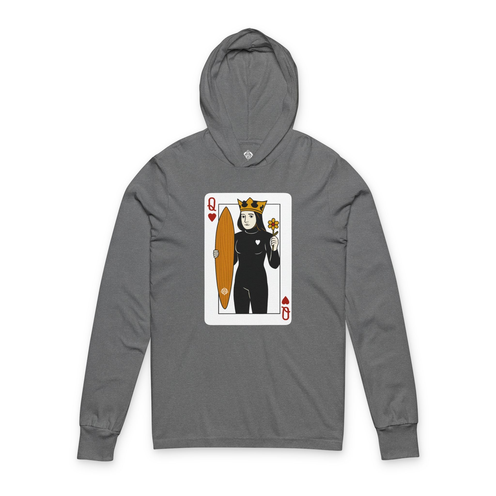 Queen of Hearts Surfer Unisex - Cotton Hooded Long Sleeve Hooded T-Shirt