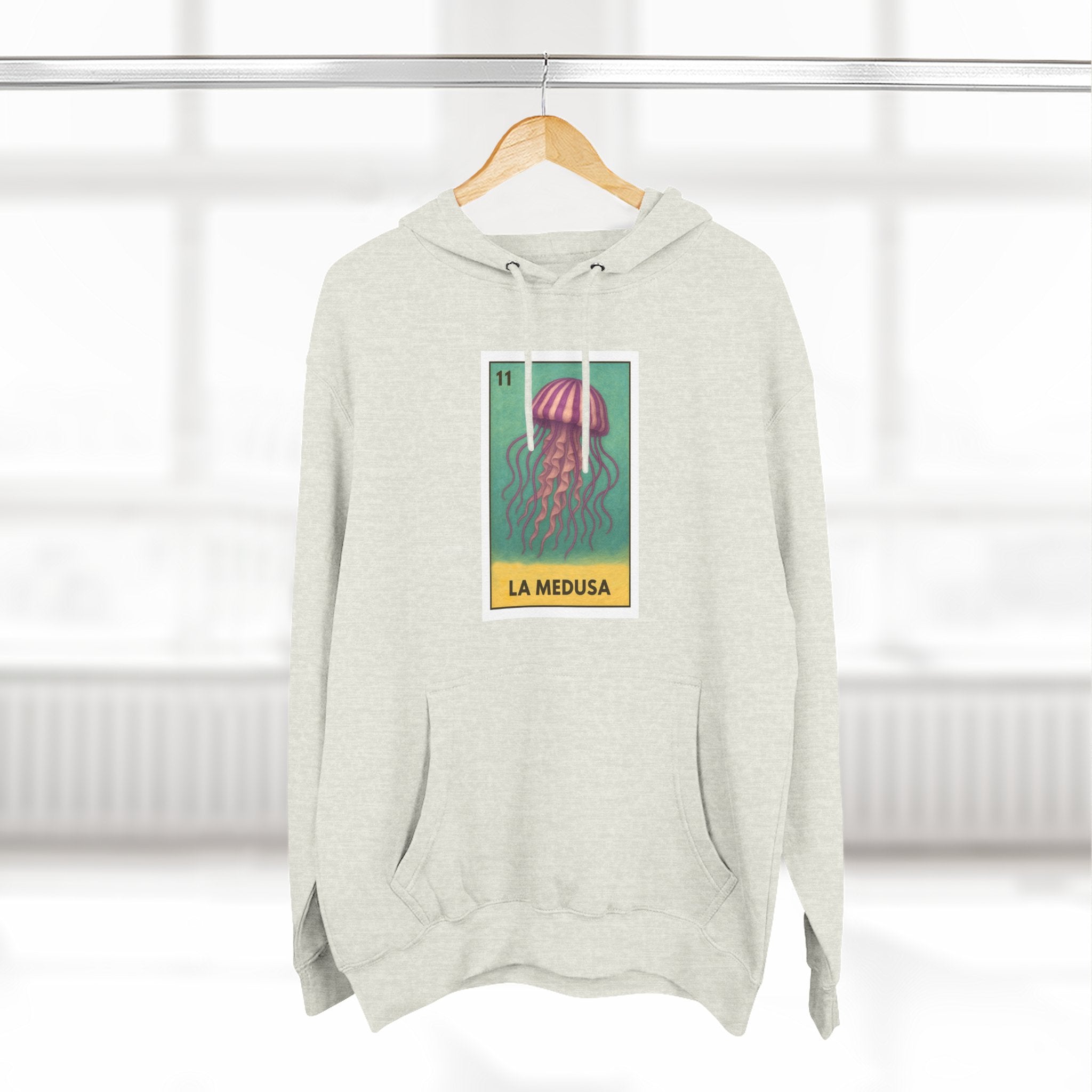 Sea Jelly Lotería Unisex - Pull-Over Cotton Blend Fleece Hoodie (La Medusa)