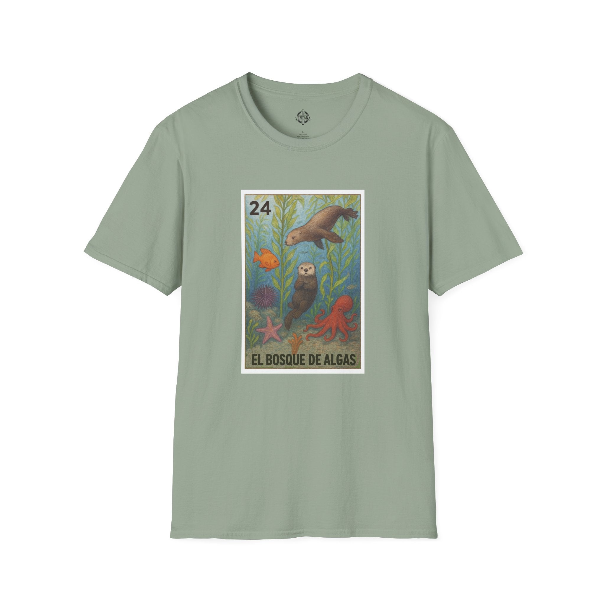 Kelp Forest Lotería Unisex - Soft Style U.S. Cotton T-Shirt (El Bosque de Algas)