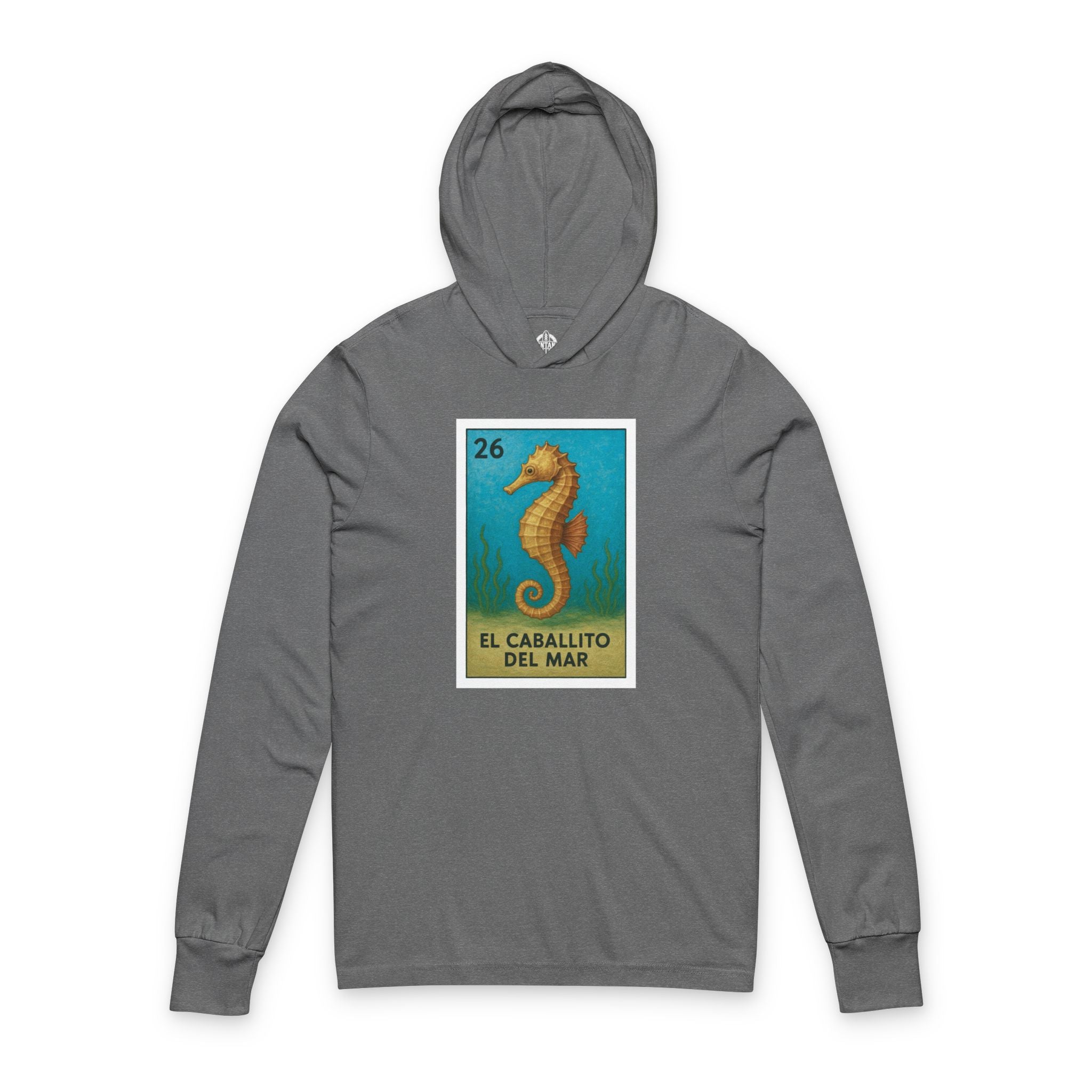 Seahorse Lotería Unisex - Cotton Hooded Long Sleeve Hooded T-Shirt (El Caballito del Mar)
