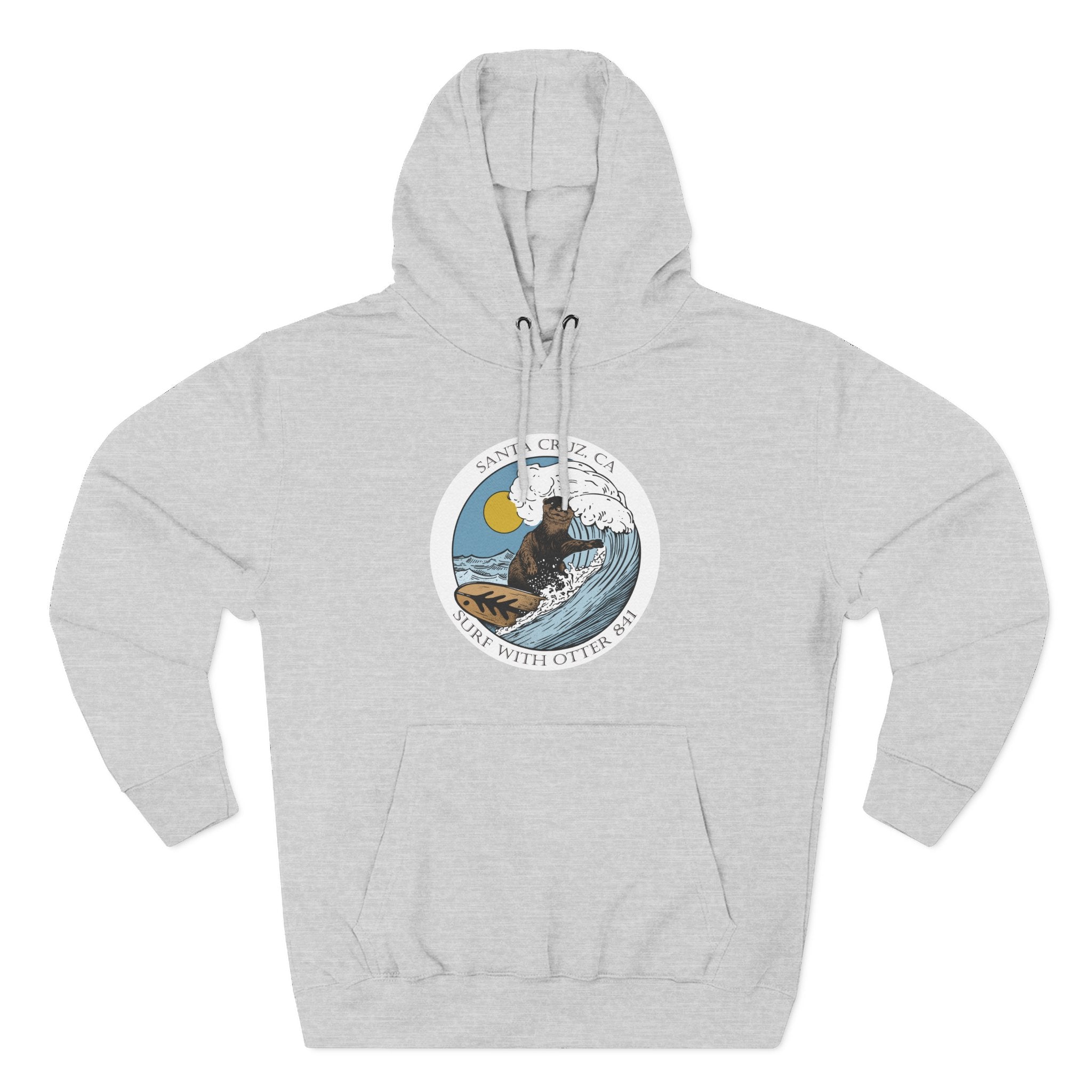 Surf with Otter 841 by Thiago Bianchini Unisex - Pull-Over Cotton Blend Fleece Hoodie
