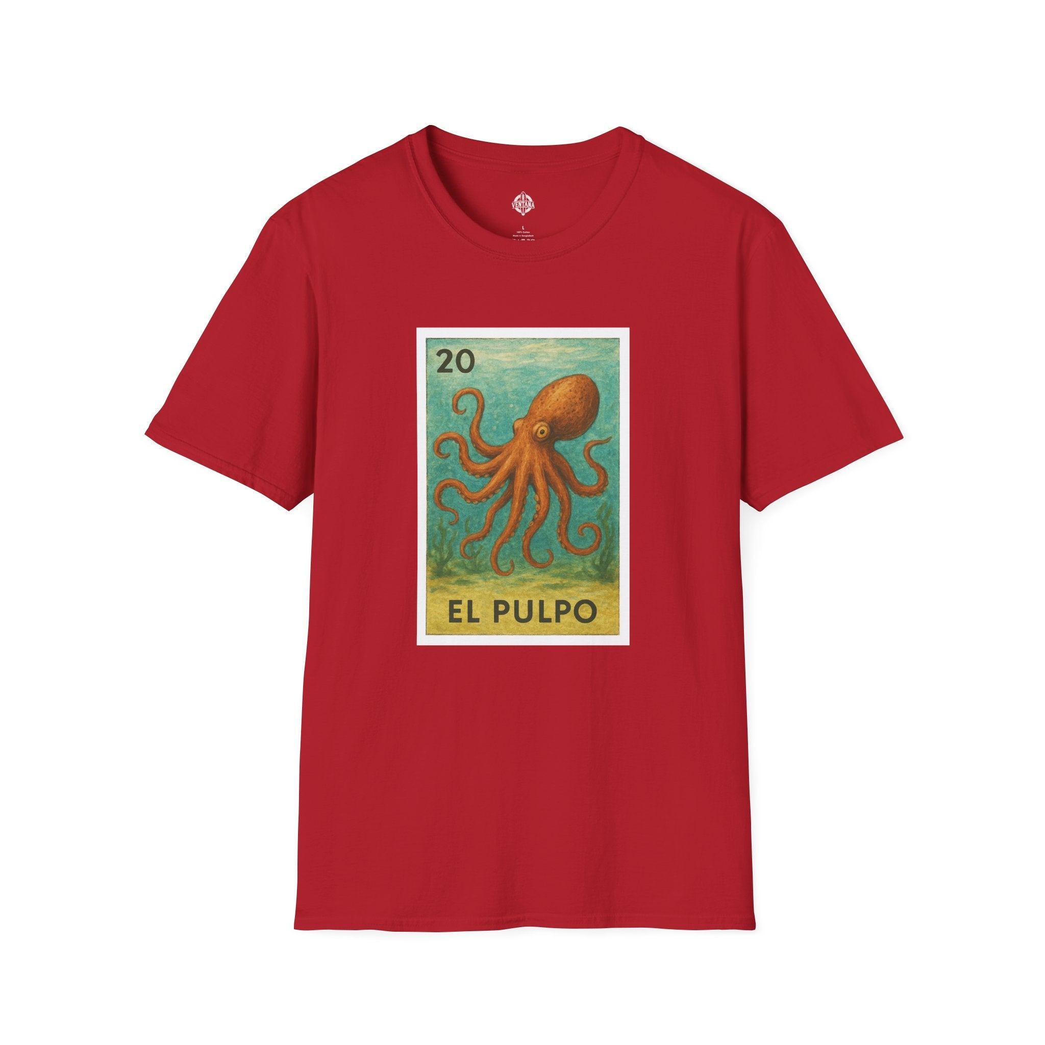 Octopus Lotería Unisex - Soft Style U.S. Cotton T-Shirt (El Pulpo)