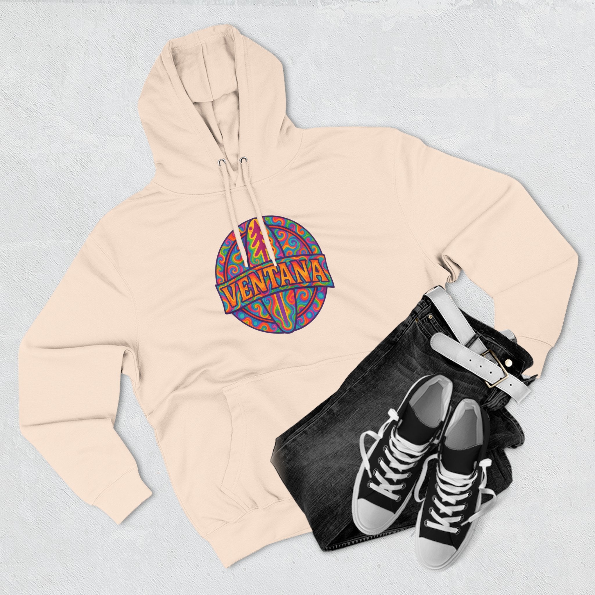 Ventana Psychedelic Treefish Logo Unisex - Pull-Over Cotton Blend Fleece Hoodie